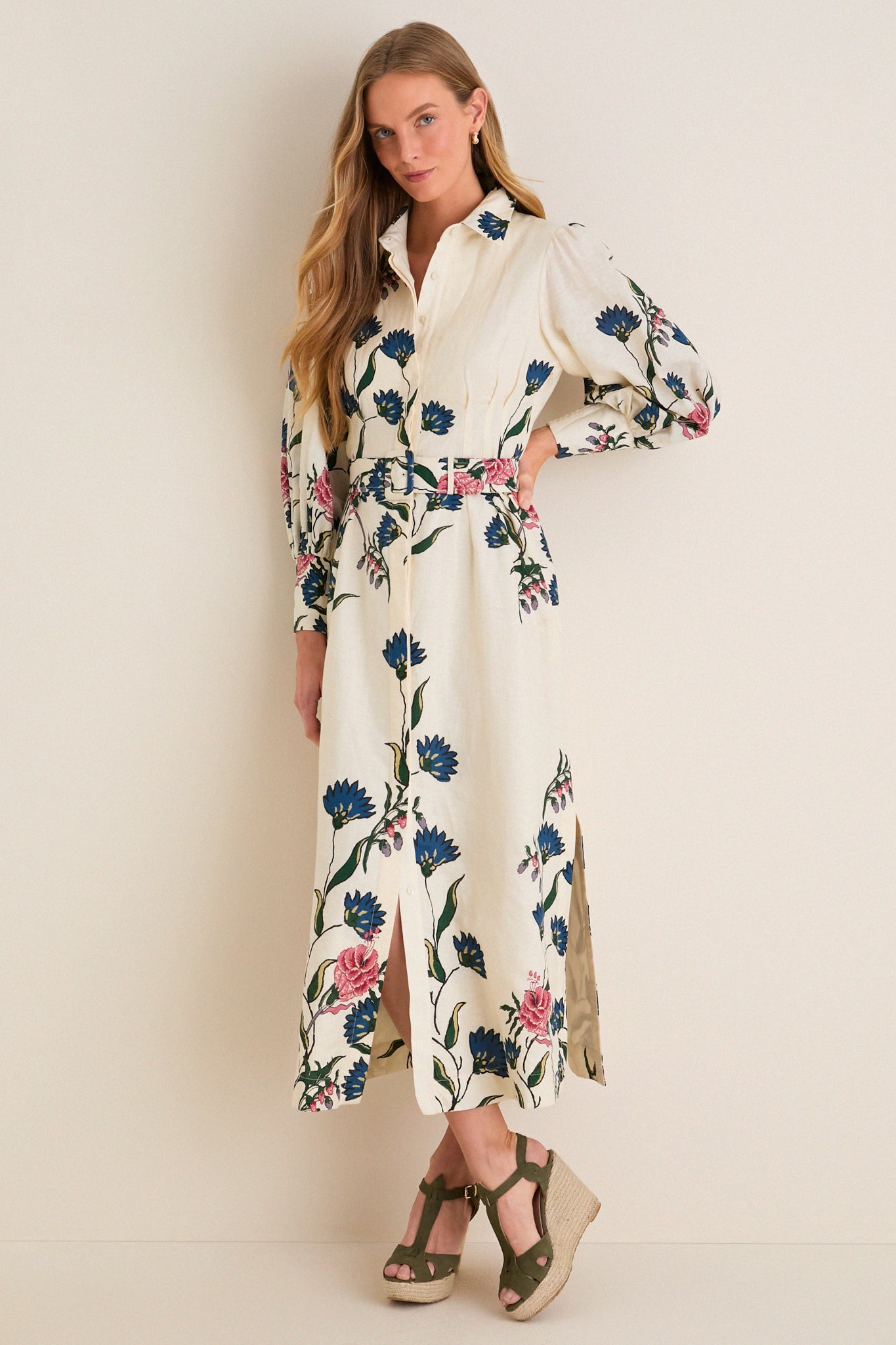 Belle Bouquet Cotton Linen Therese Dress-Get Girly