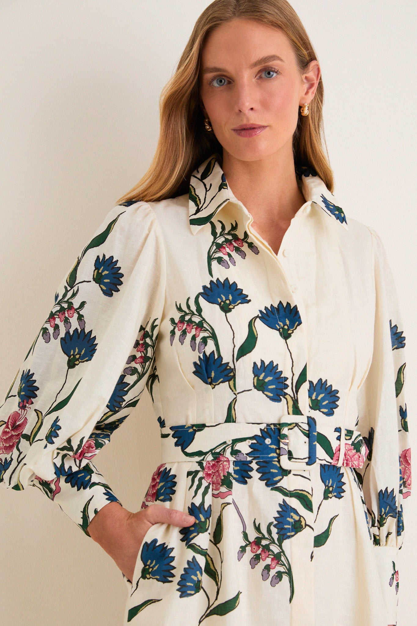 Belle Bouquet Cotton Linen Therese Dress-Get Girly