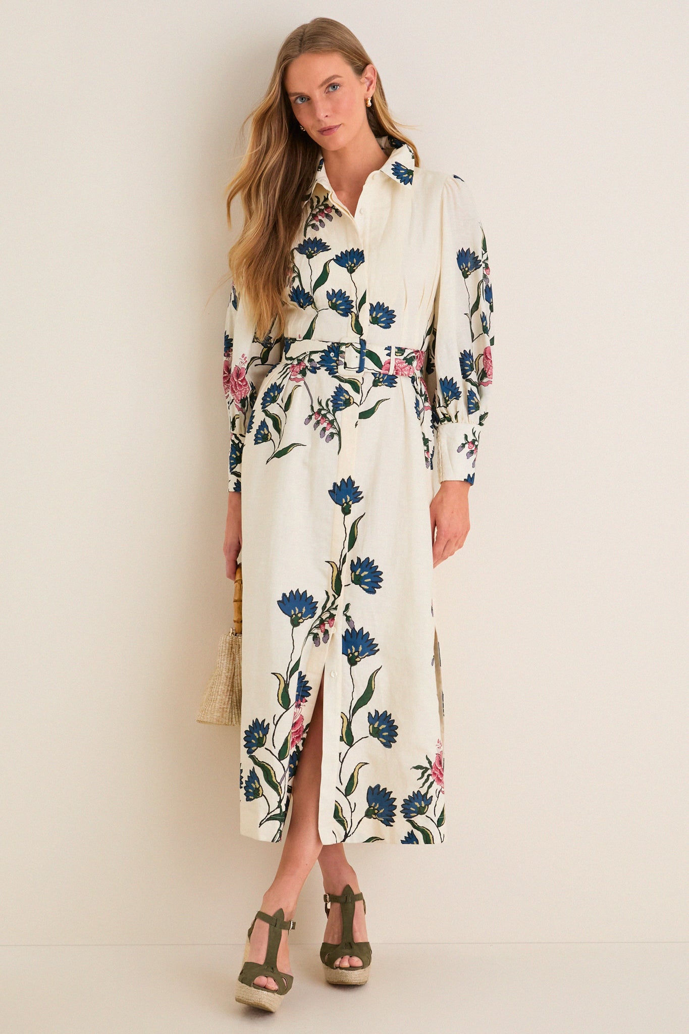 Belle Bouquet Cotton Linen Therese Dress-Get Girly