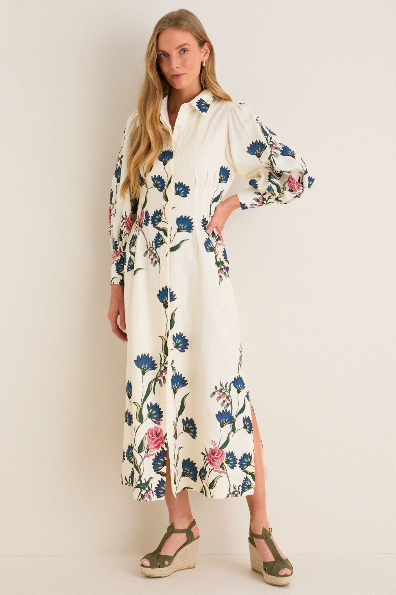 Belle Bouquet Cotton Linen Therese Dress-Get Girly