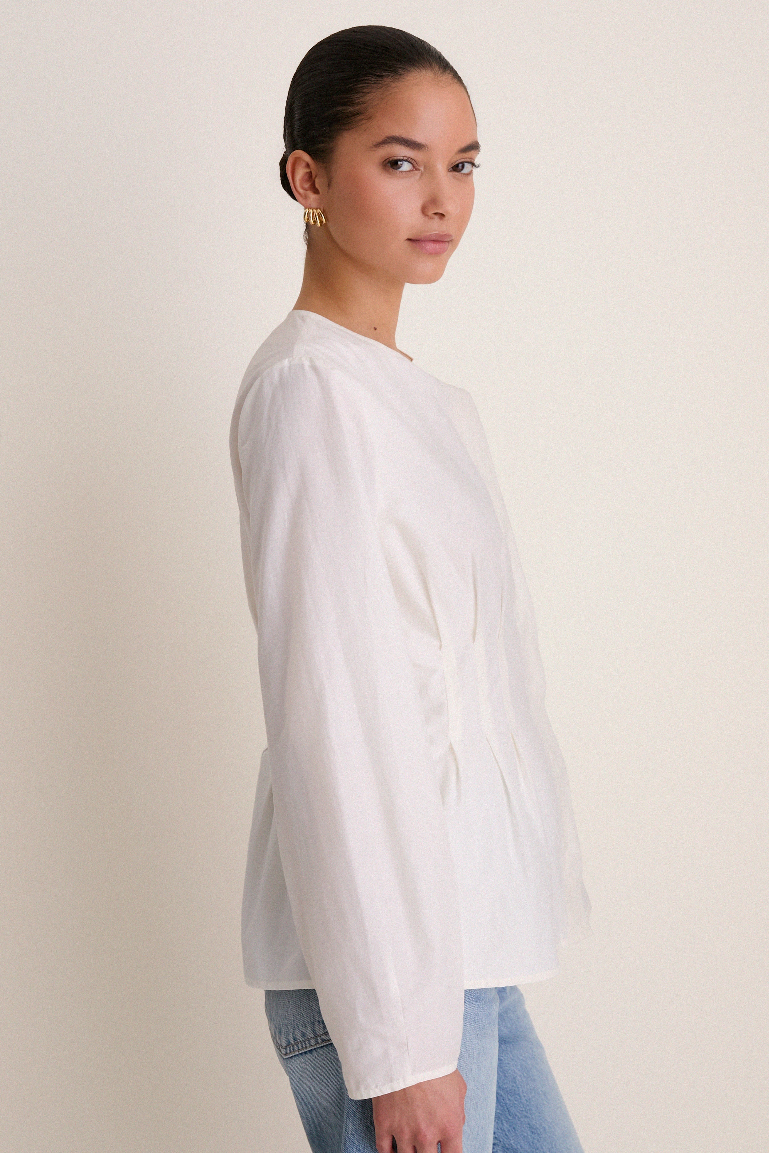 White Cotton Silk Arden Top-Get Girly