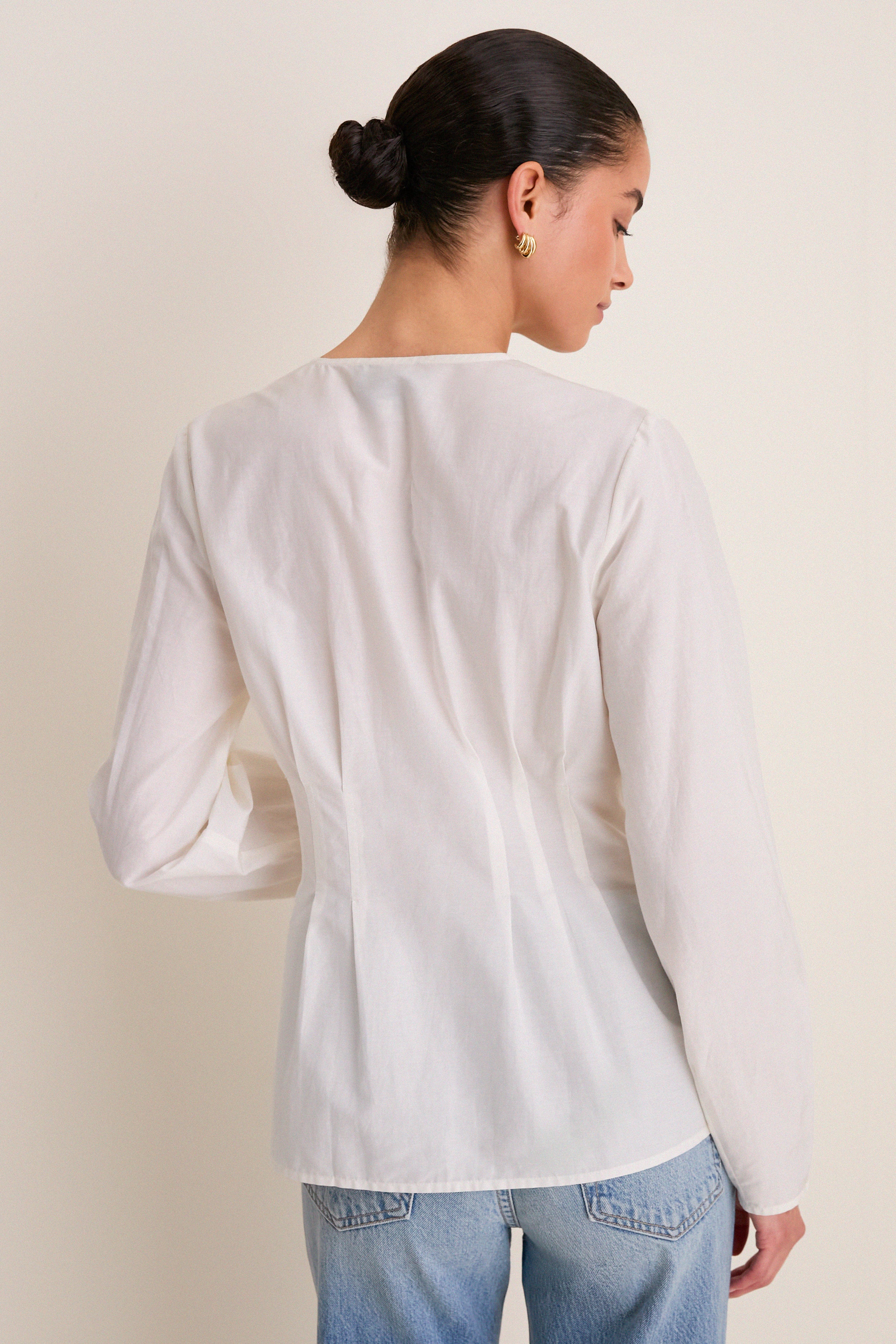 White Cotton Silk Arden Top-Get Girly