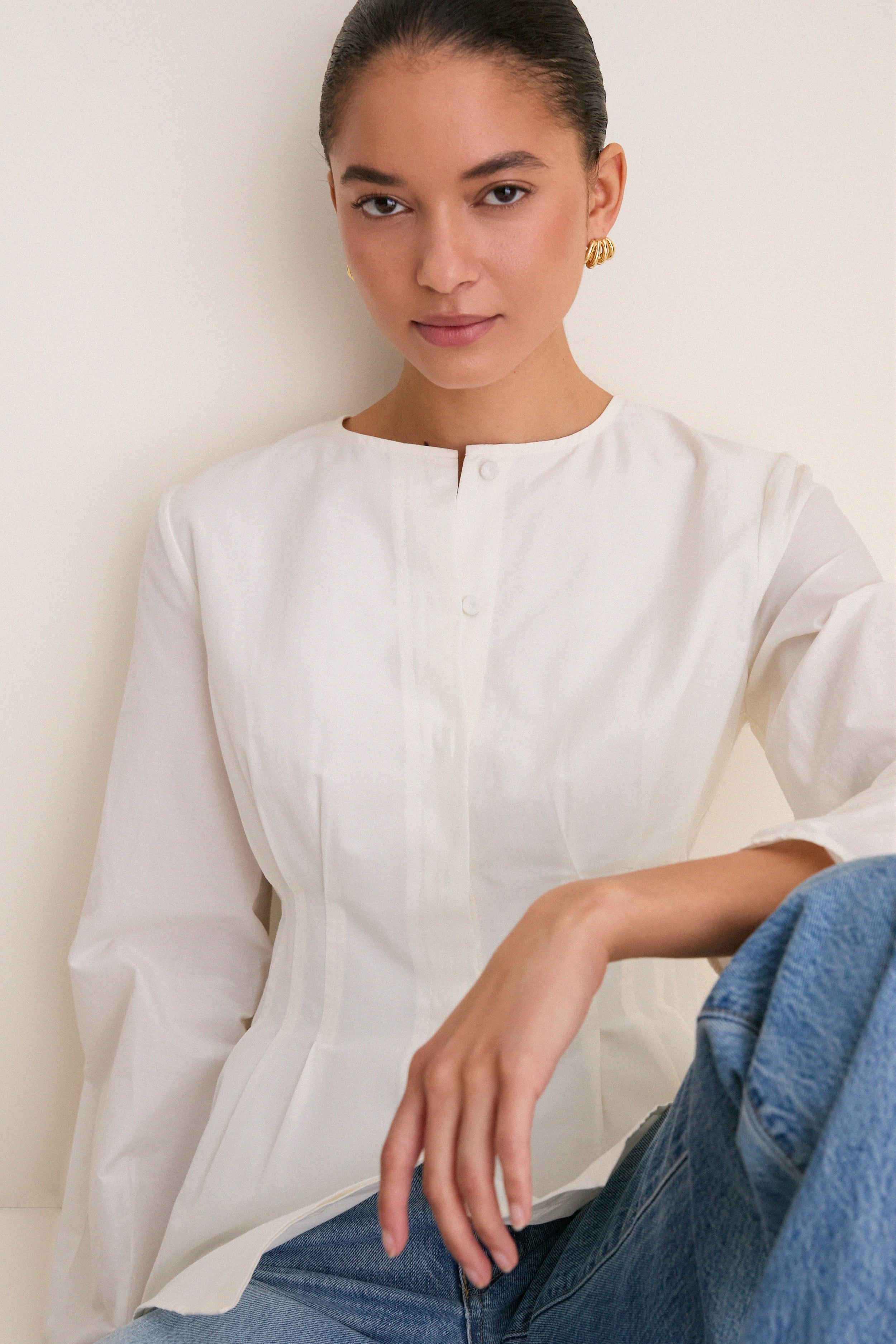 White Cotton Silk Arden Top-Get Girly