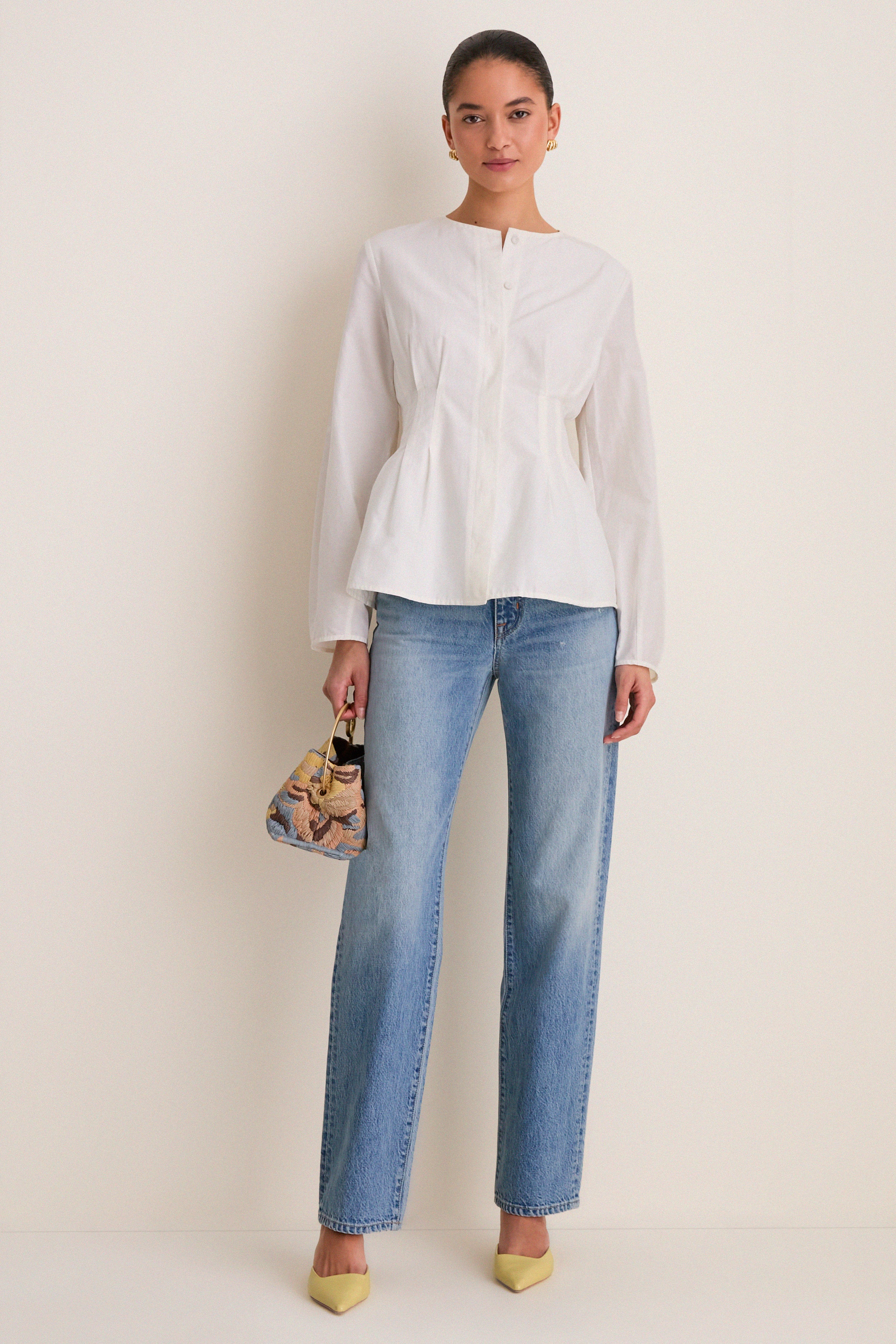 White Cotton Silk Arden Top-Get Girly