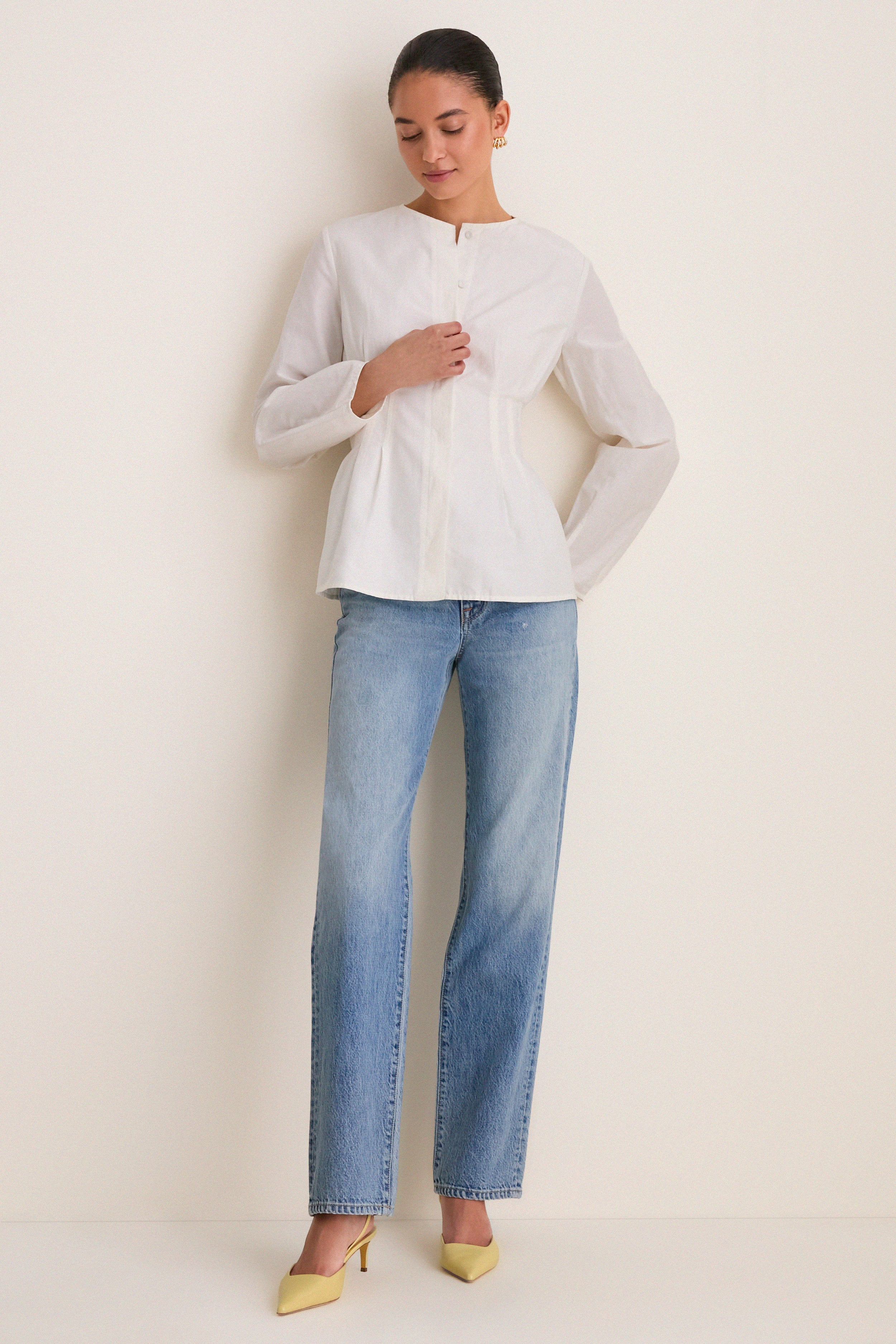 White Cotton Silk Arden Top-Get Girly