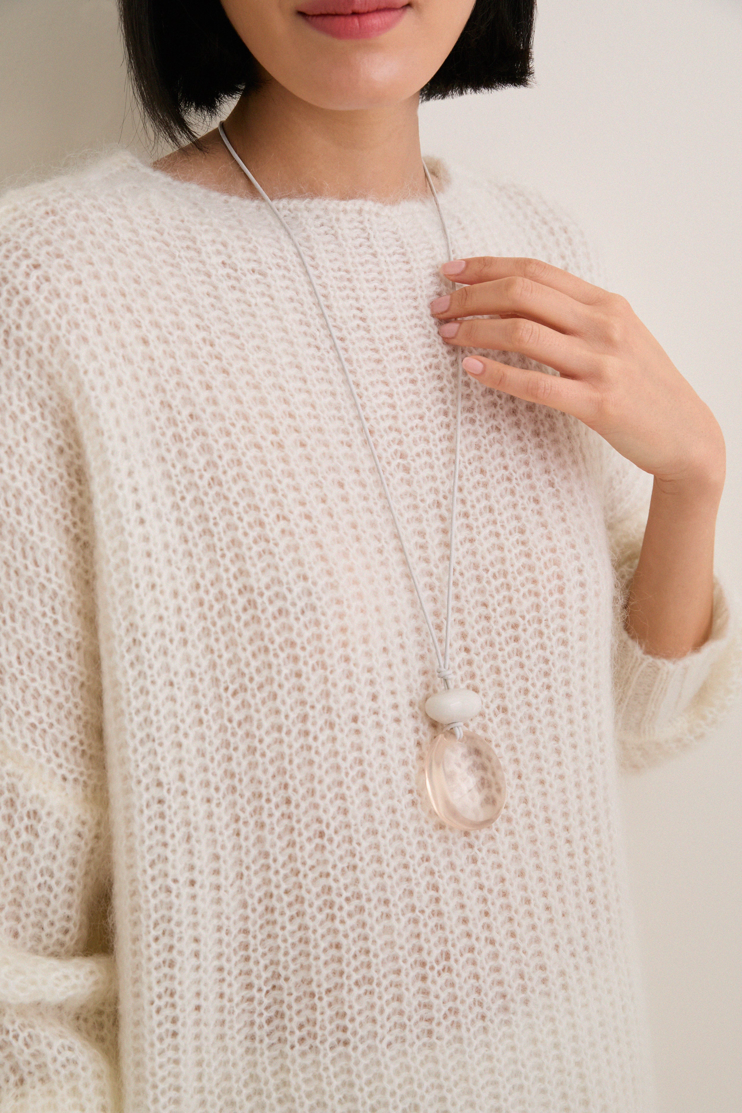 White Lune Cord Necklace-Get Girly