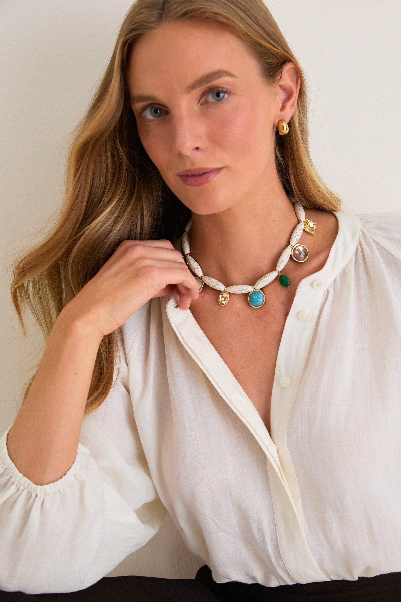 White Multi Adriana Necklace-Get Girly