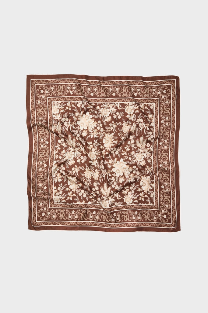 Brown Floral Medium Silk Scarf-Get Girly