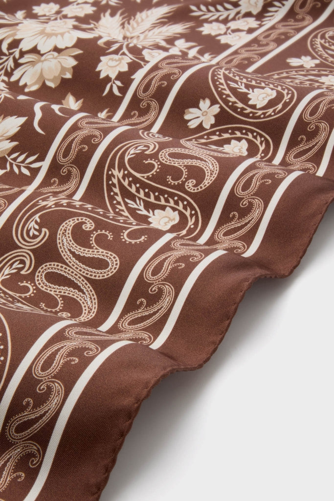Brown Floral Medium Silk Scarf-Get Girly
