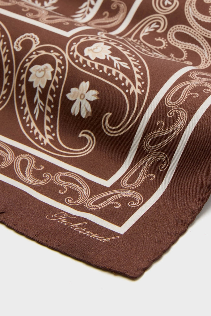 Brown Floral Medium Silk Scarf-Get Girly