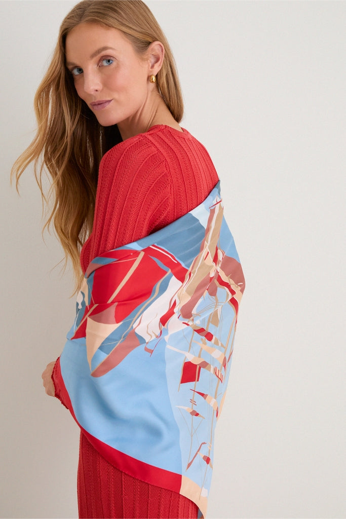80s Sailboats Medium Silk Scarf-Get Girly