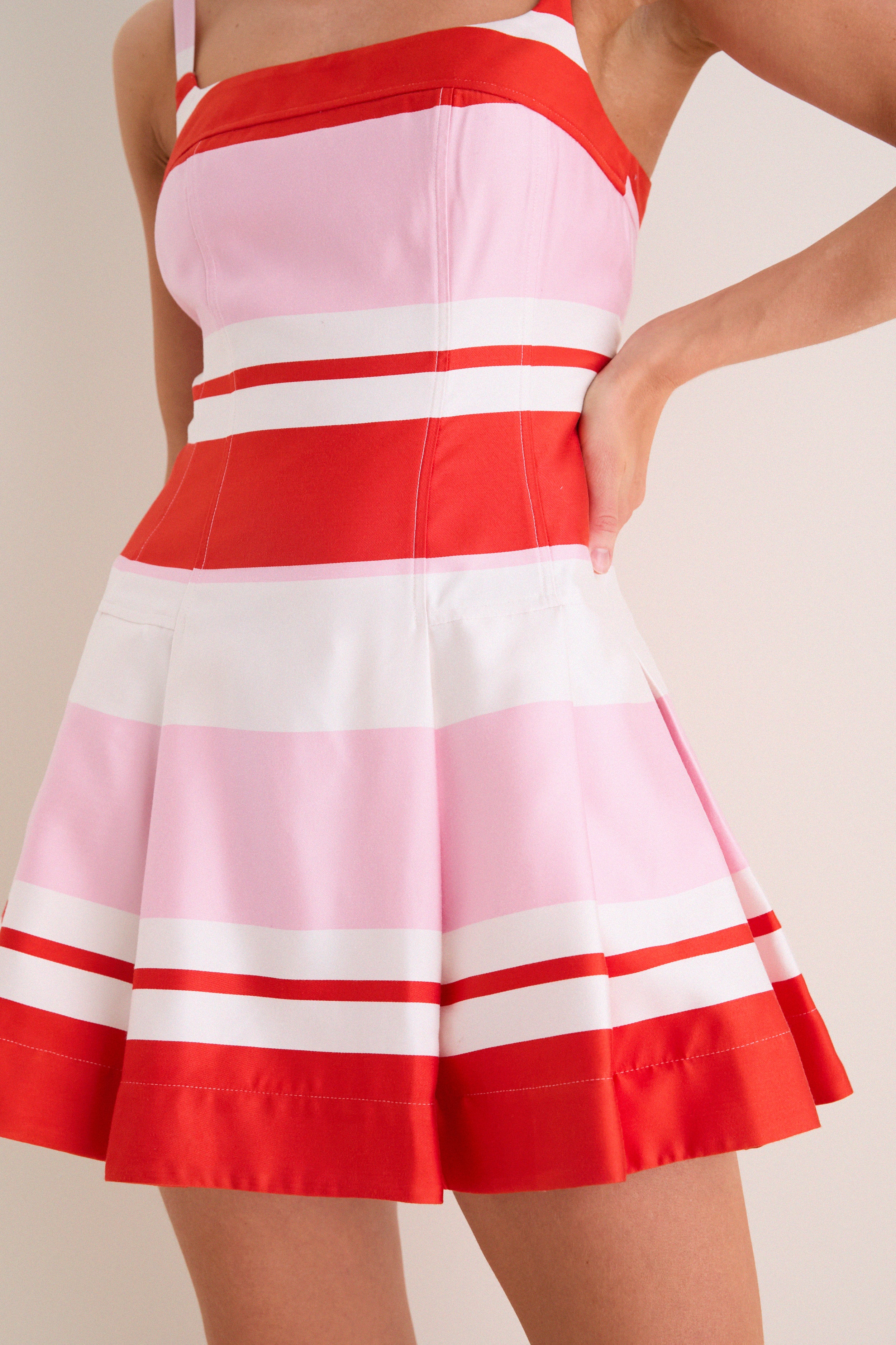 Tulip Stripe Nelly Bustier Mini Dress-Get Girly