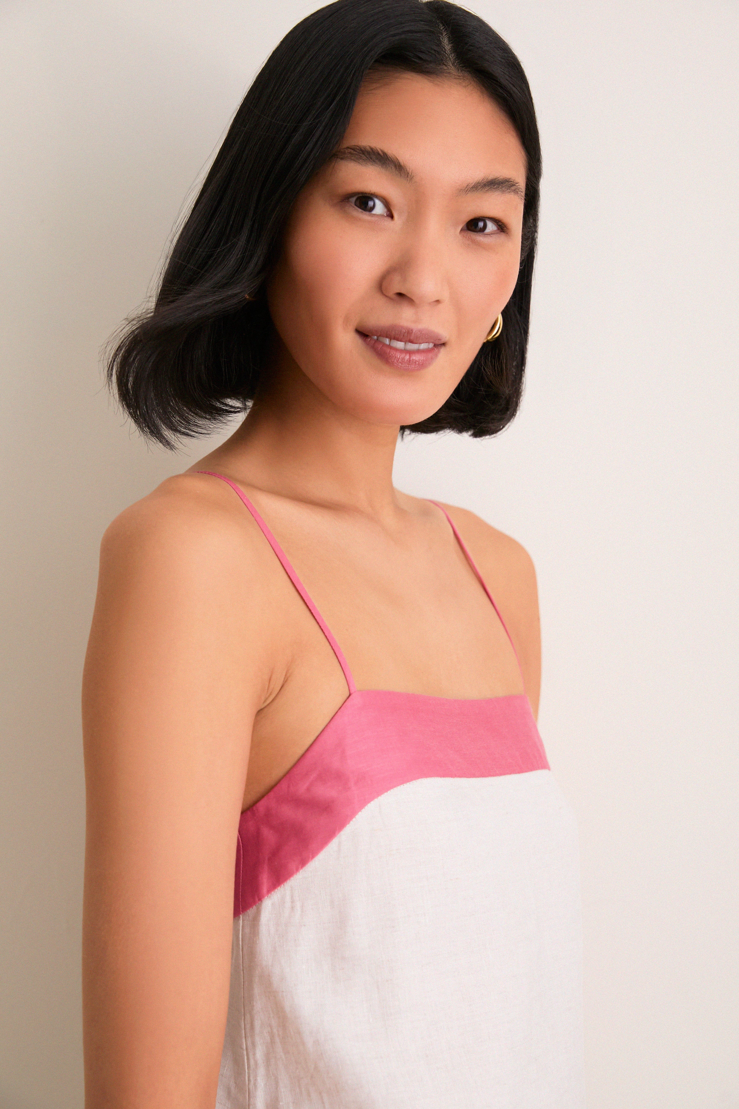 Blush and Canyon Linen Laura Mini Dress-Get Girly