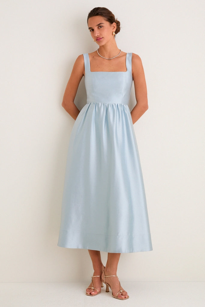 Pewter Blue Dupioni Esme Dress-Get Girly