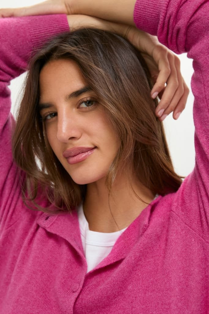 Raspberry Cashmere Riley Cardigan-Get Girly