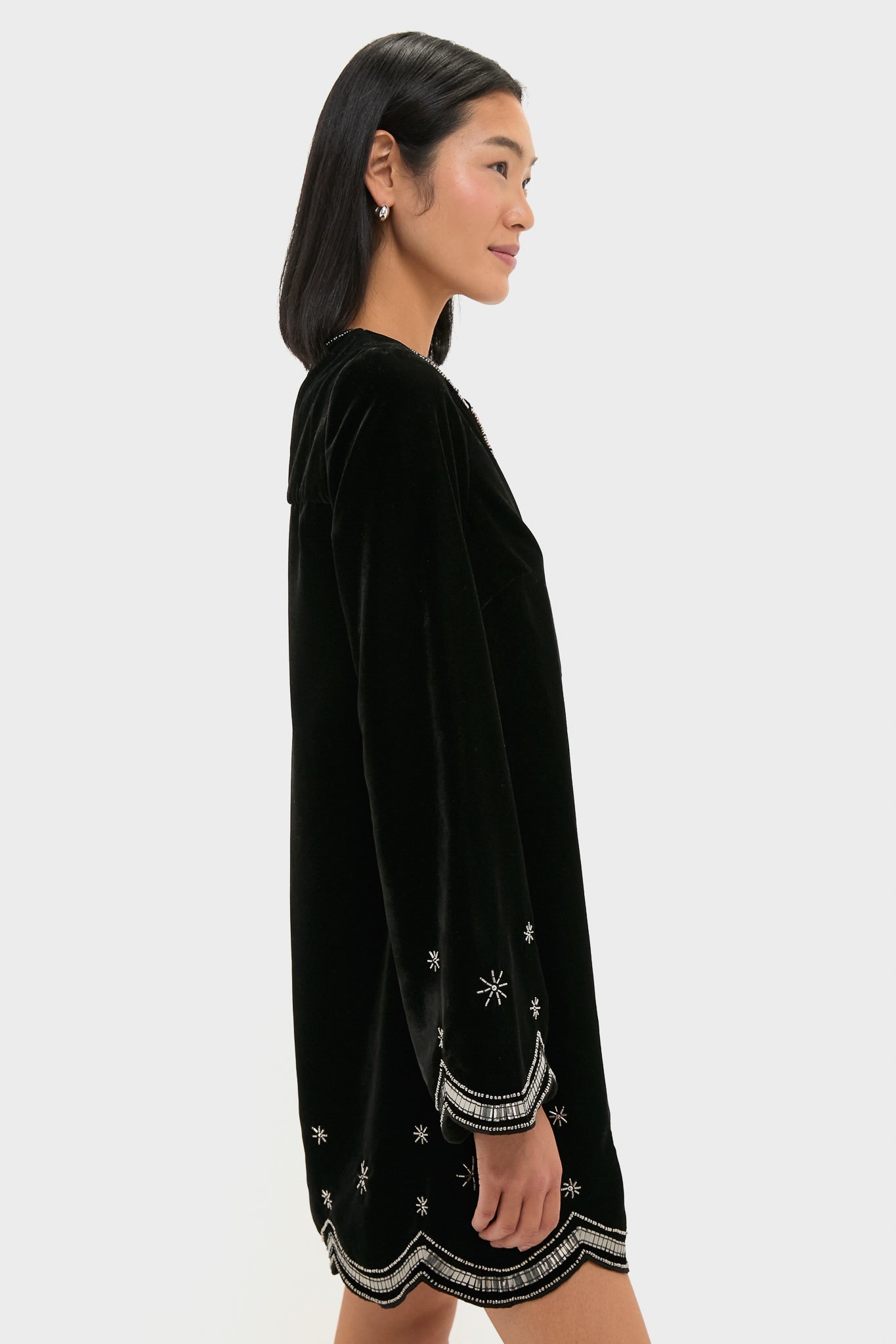 Black Embellished Velvet Cabot Dress-Get Girly