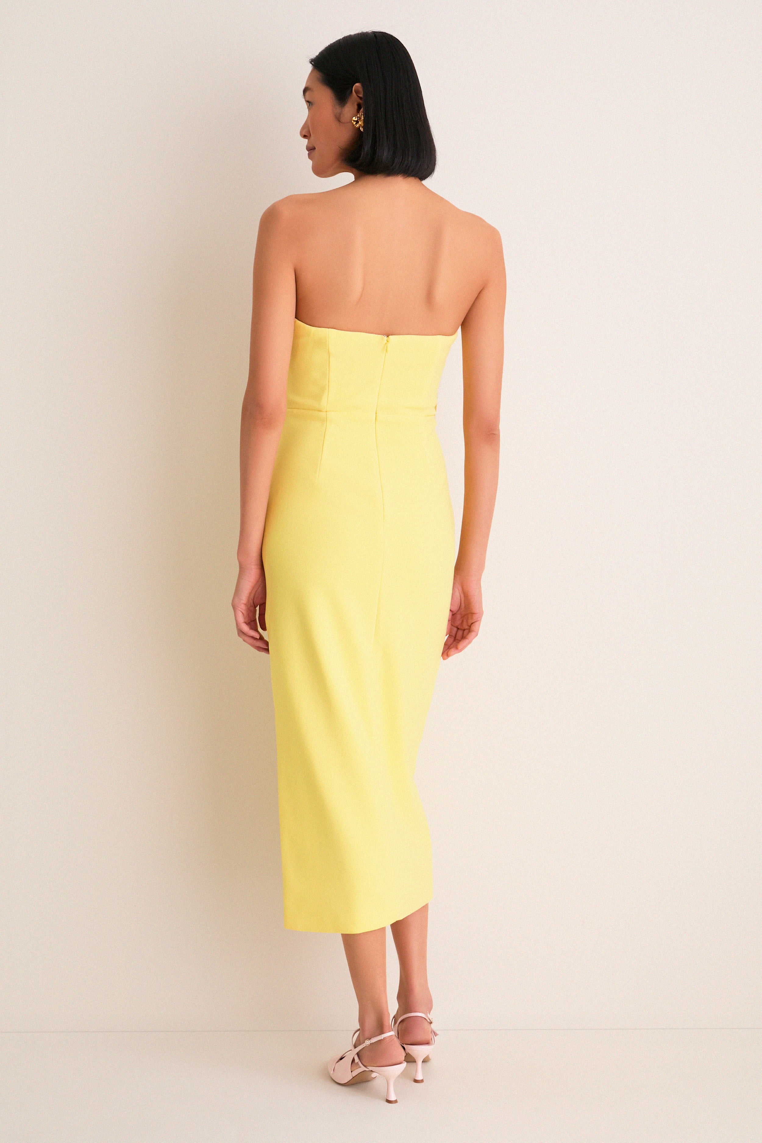 Yellow Hope Midi Dress-Get Girly