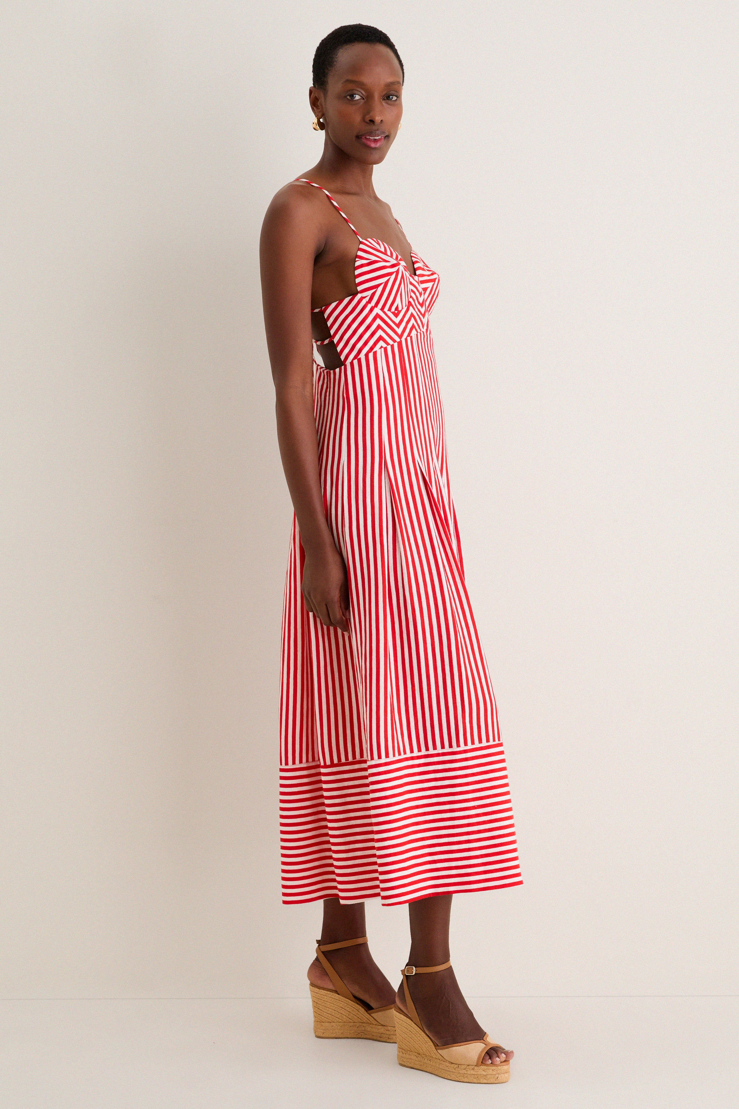 Red Checkered Stripes Maxi Dress-Get Girly