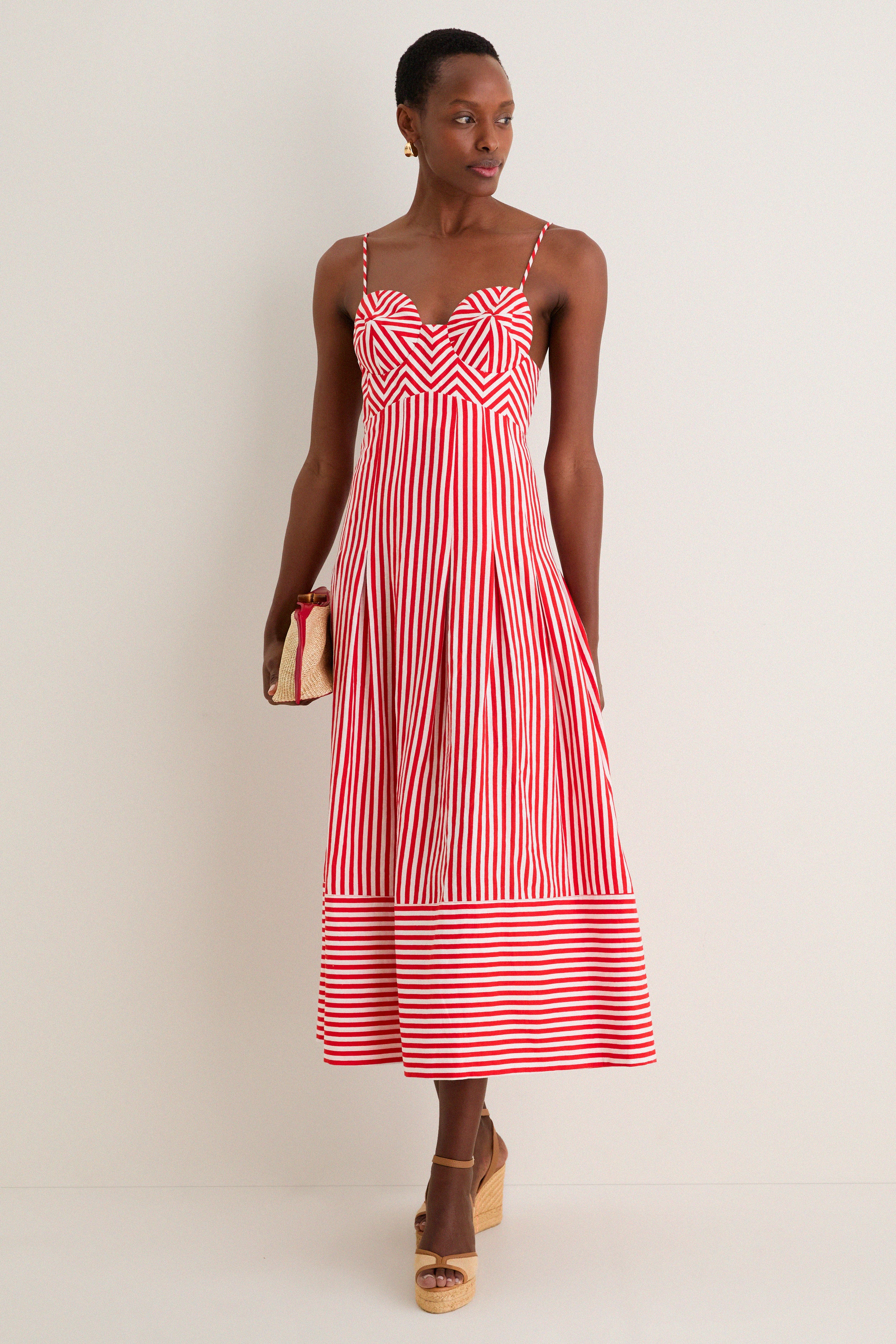 Red Checkered Stripes Maxi Dress-Get Girly