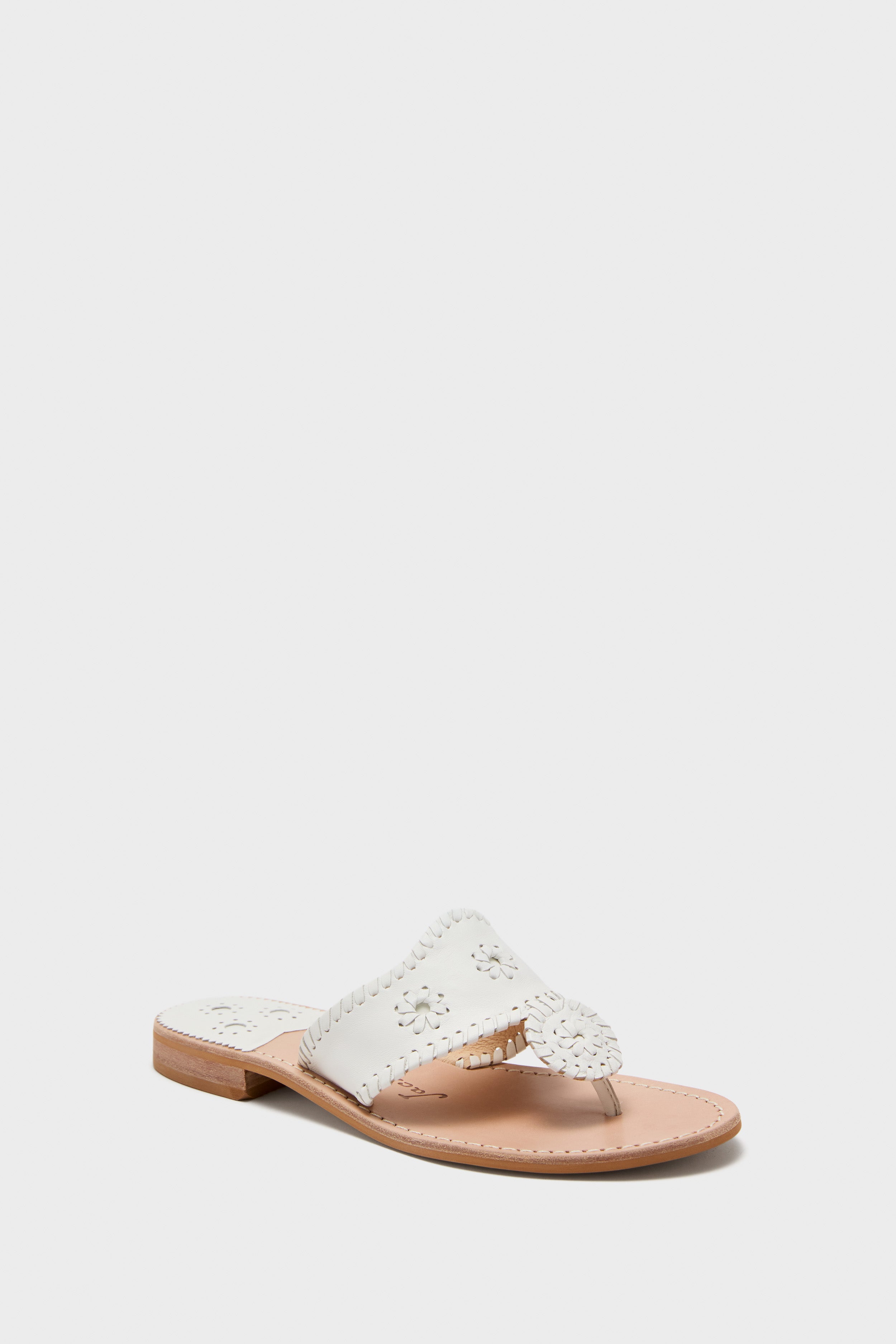 White Jacks Flat Sandals-Get Girly