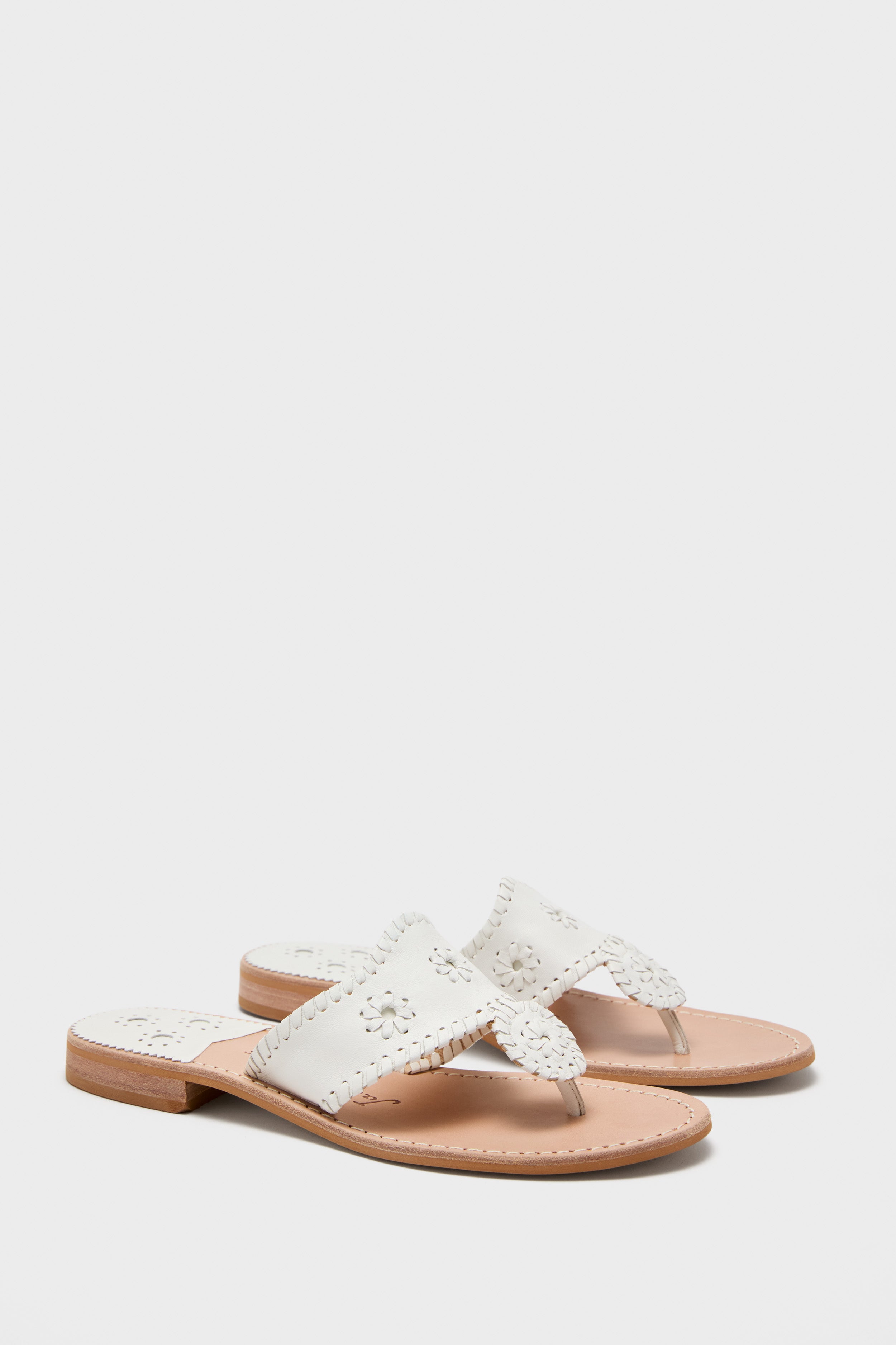 White Jacks Flat Sandals-Get Girly