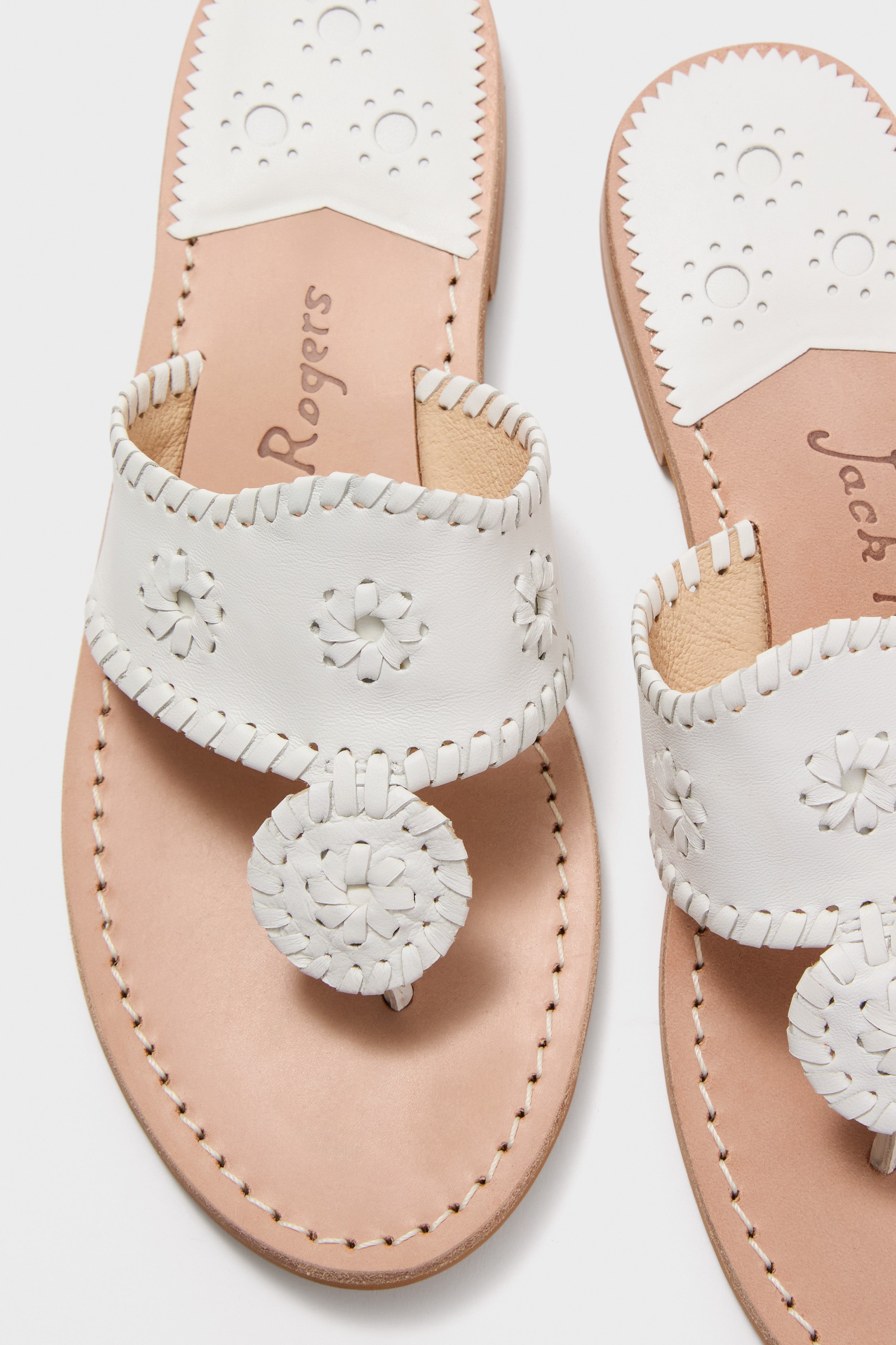 White Jacks Flat Sandals-Get Girly
