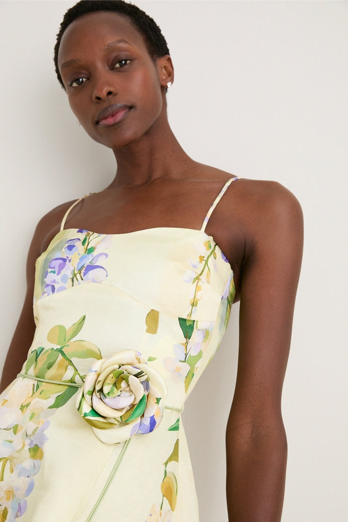 Wisteria Print Mariela Embellished Midi Dress-Get Girly