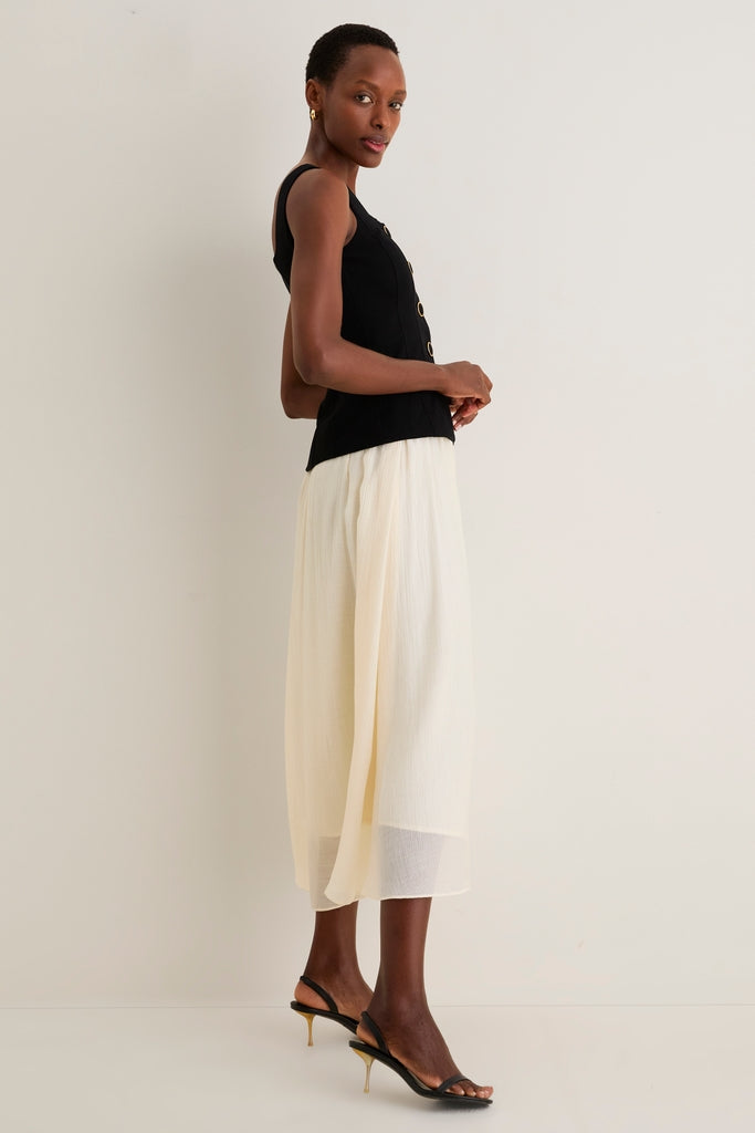 Black and Ivory Square Neck Vest Midi Dress-Get Girly