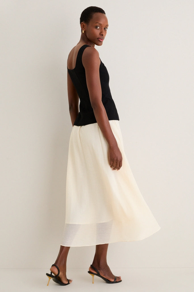 Black and Ivory Square Neck Vest Midi Dress-Get Girly