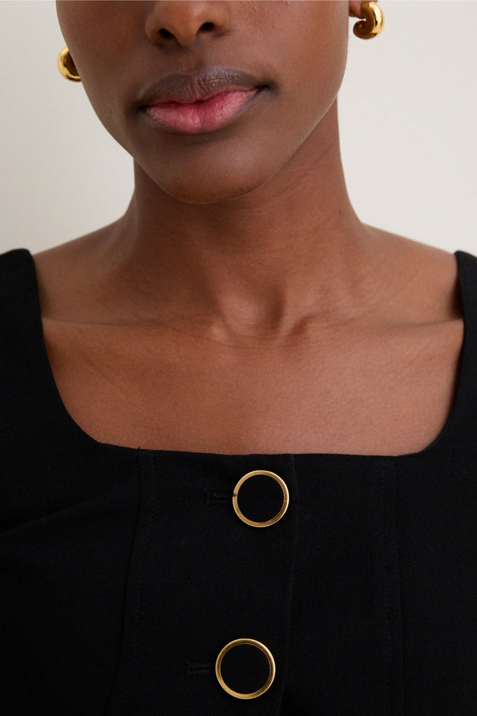 Black and Ivory Square Neck Vest Midi Dress-Get Girly