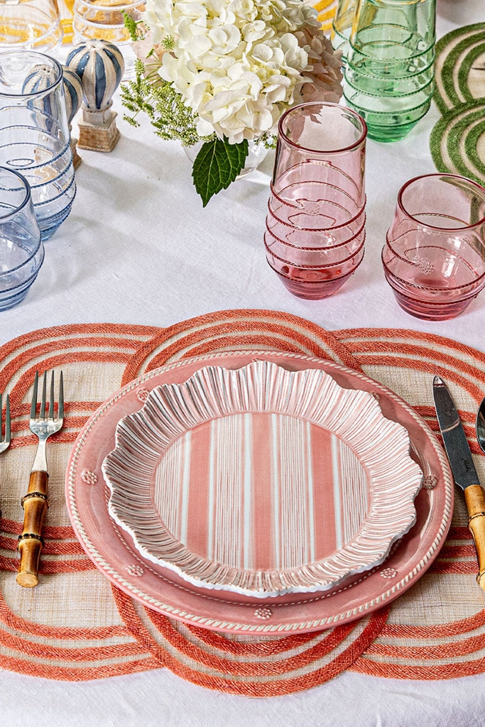 Coral Berry and Thread Melamine Dinner Plate (Set of 4)-Get Girly