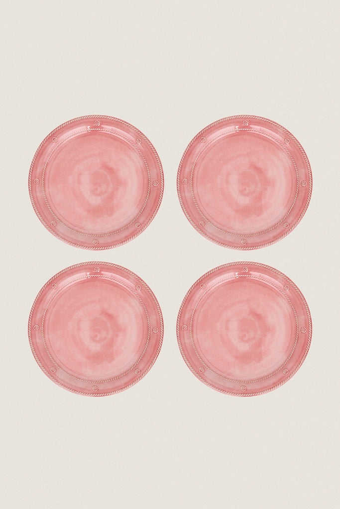 Coral Berry and Thread Melamine Dinner Plate (Set of 4)-Get Girly