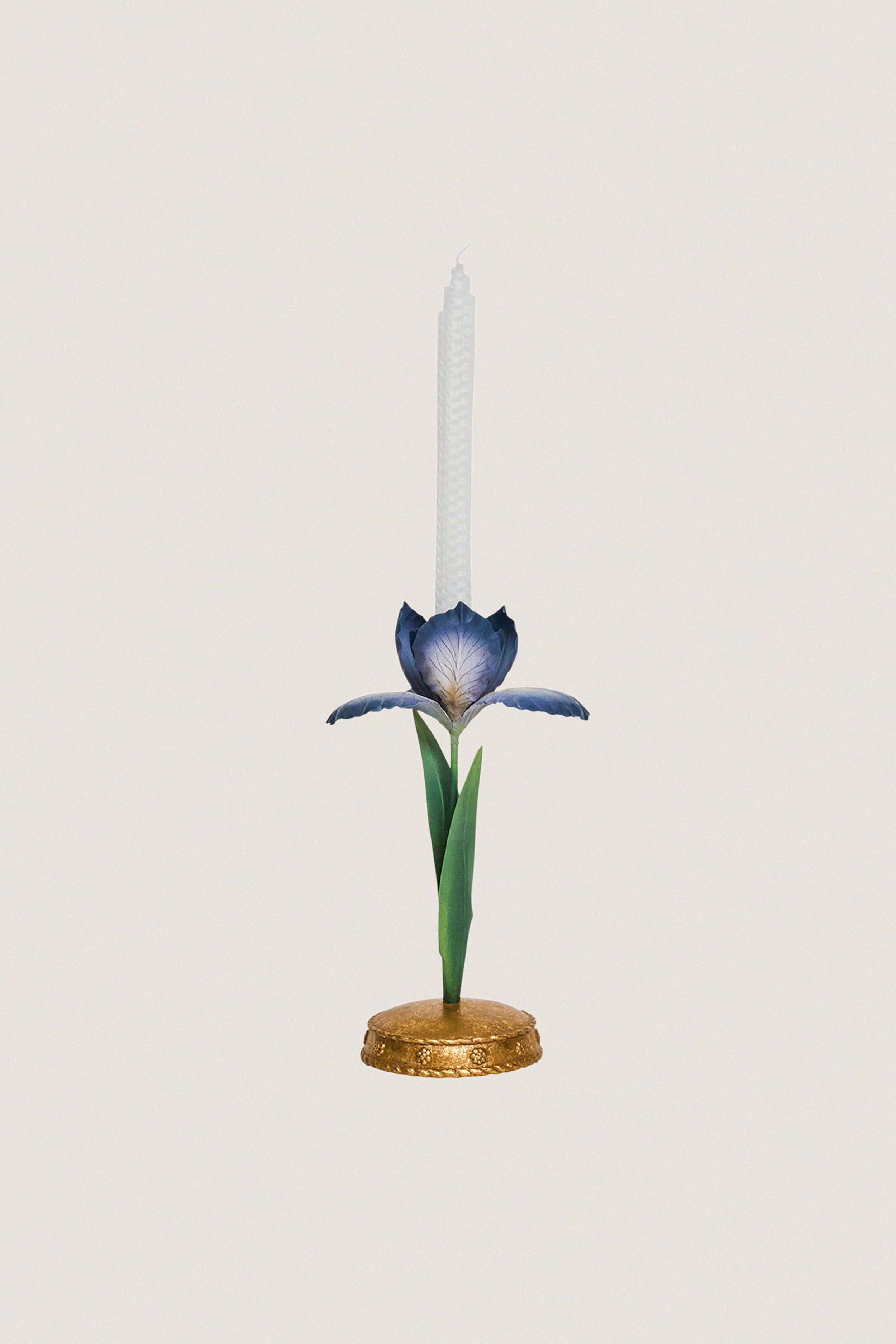 Chambray Meadow Walk Iris 9" Candlestick-Get Girly