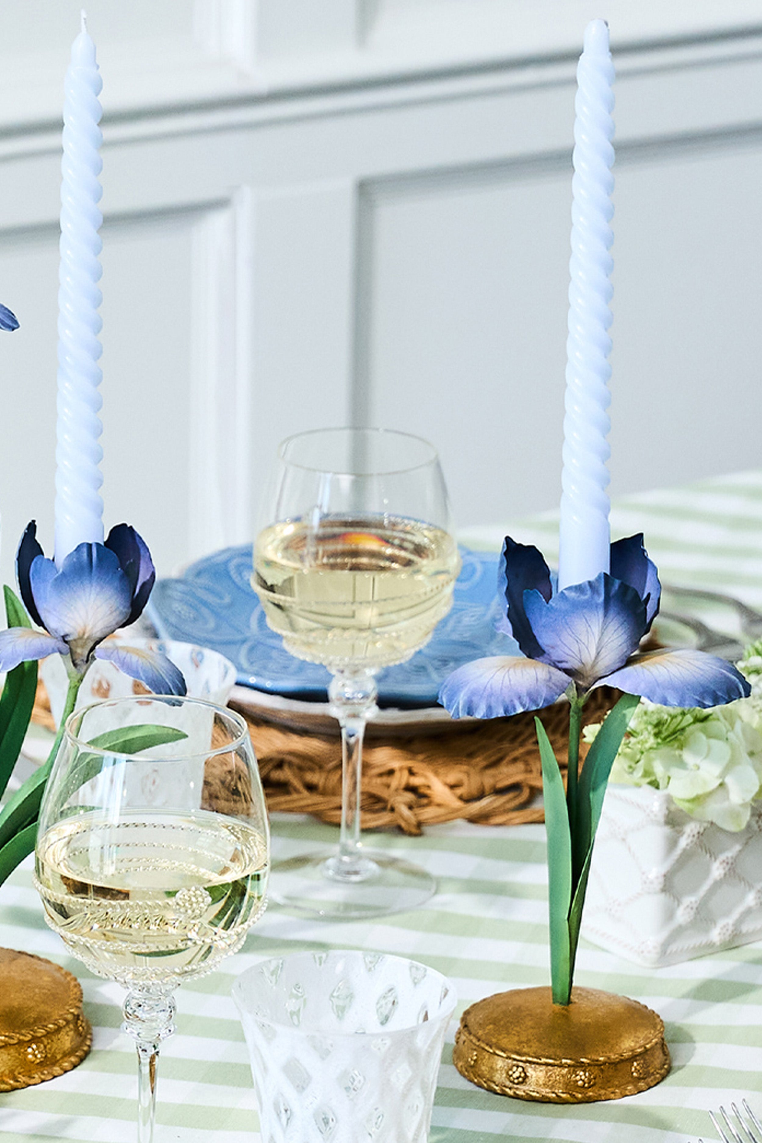 Chambray Meadow Walk Iris 9" Candlestick-Get Girly