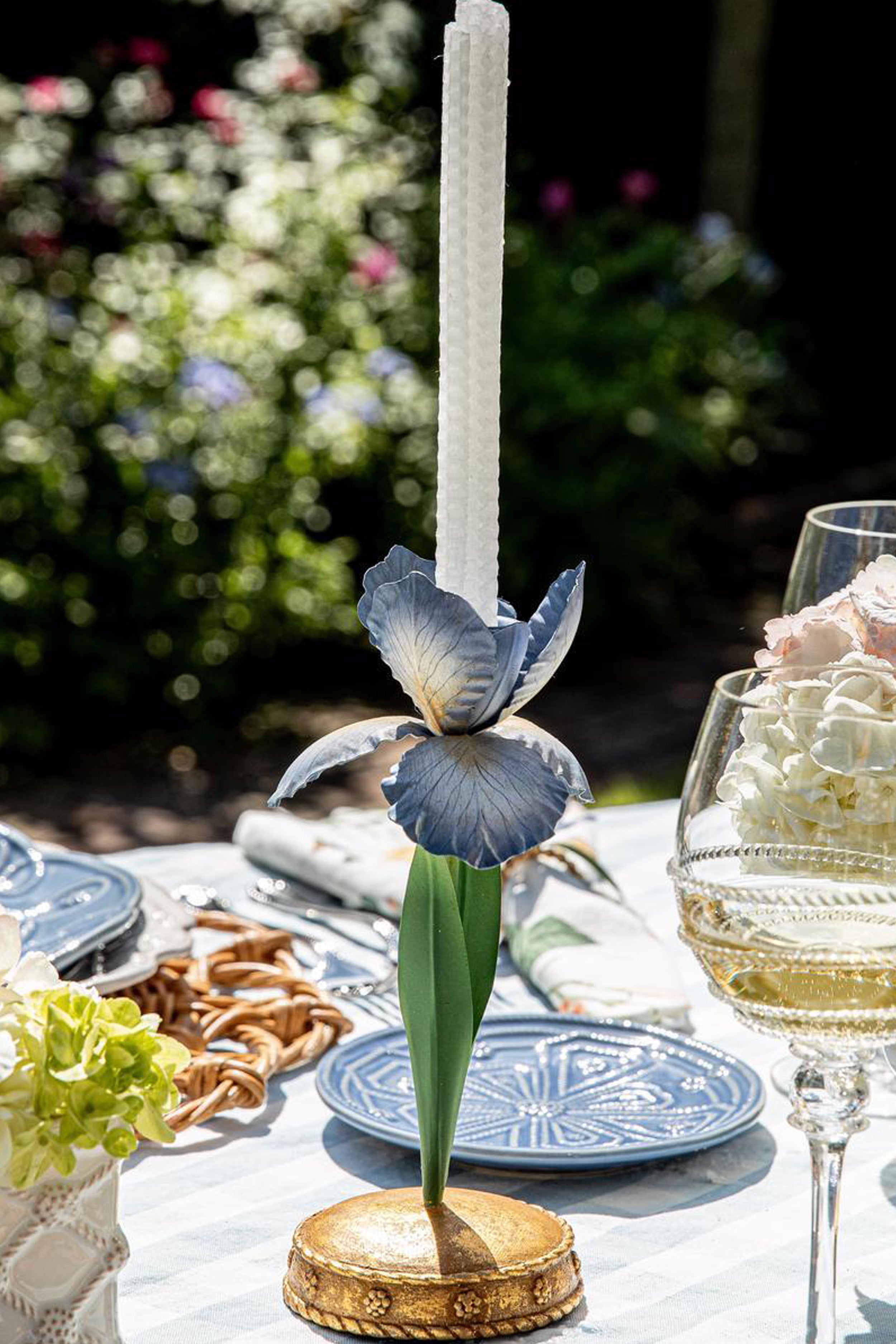 Chambray Meadow Walk Iris 9" Candlestick-Get Girly