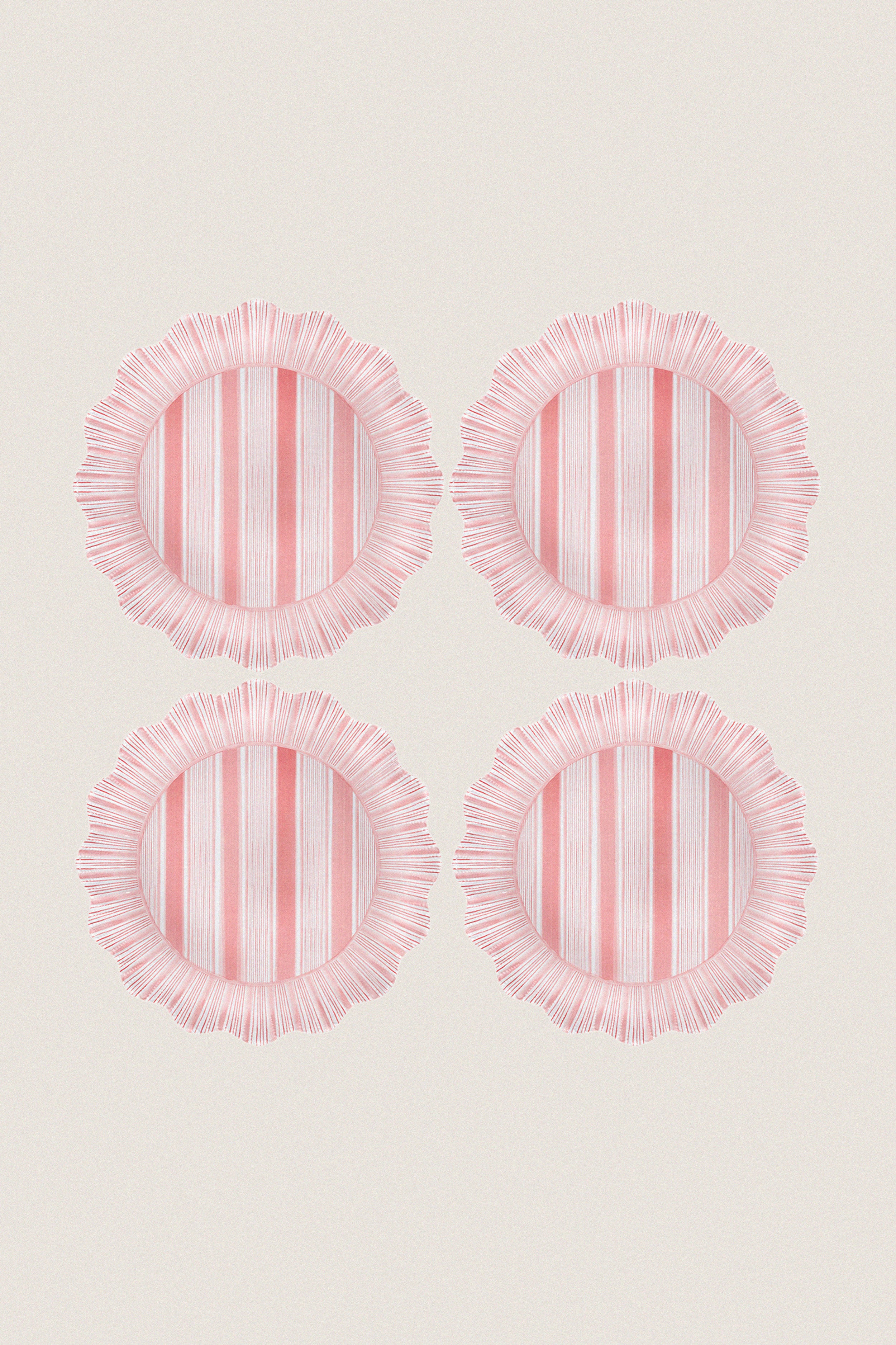 Coral Cabana Stripe Melamine Dinner Plate Set of 4-Get Girly