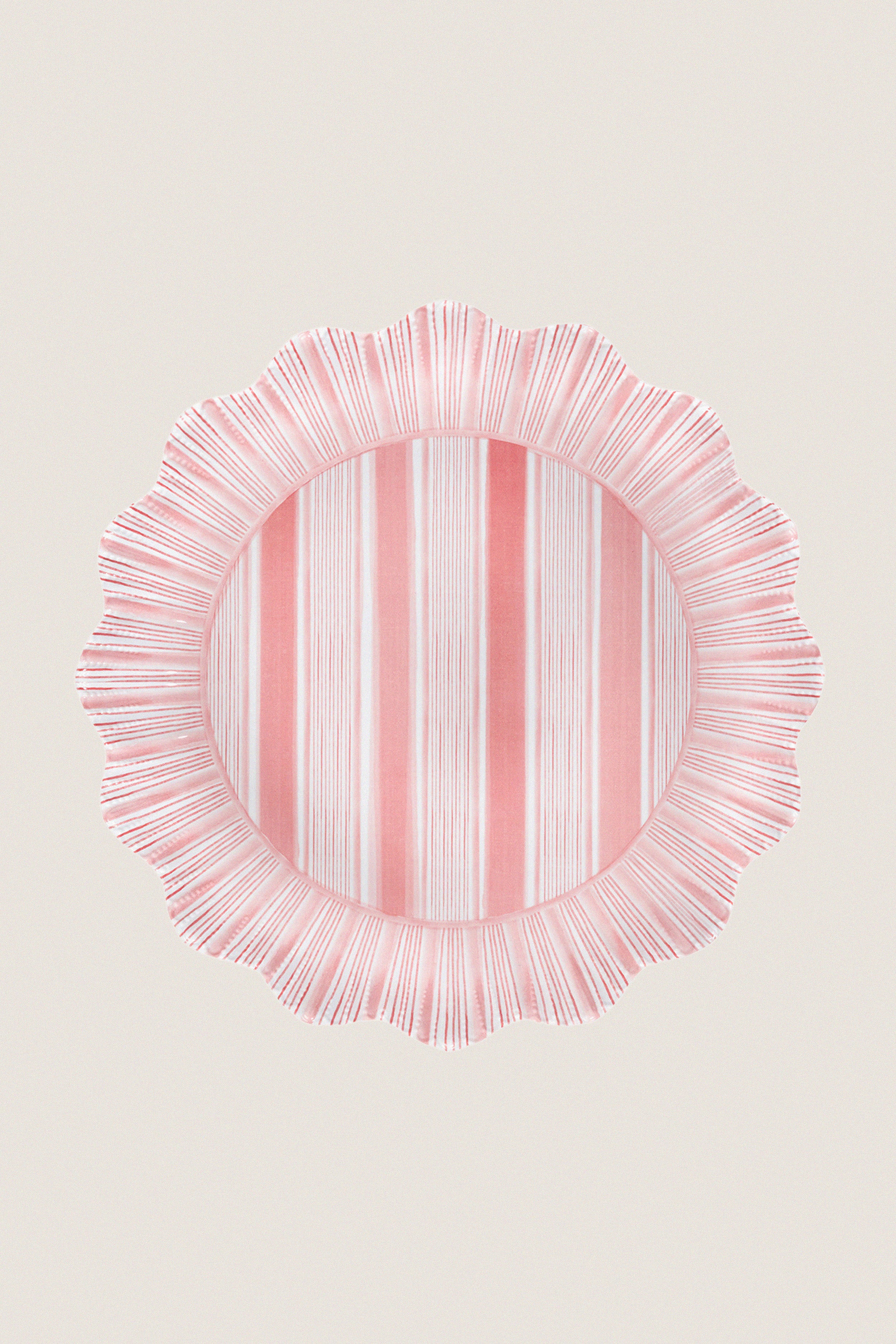 Coral Cabana Stripe Melamine Dinner Plate Set of 4-Get Girly