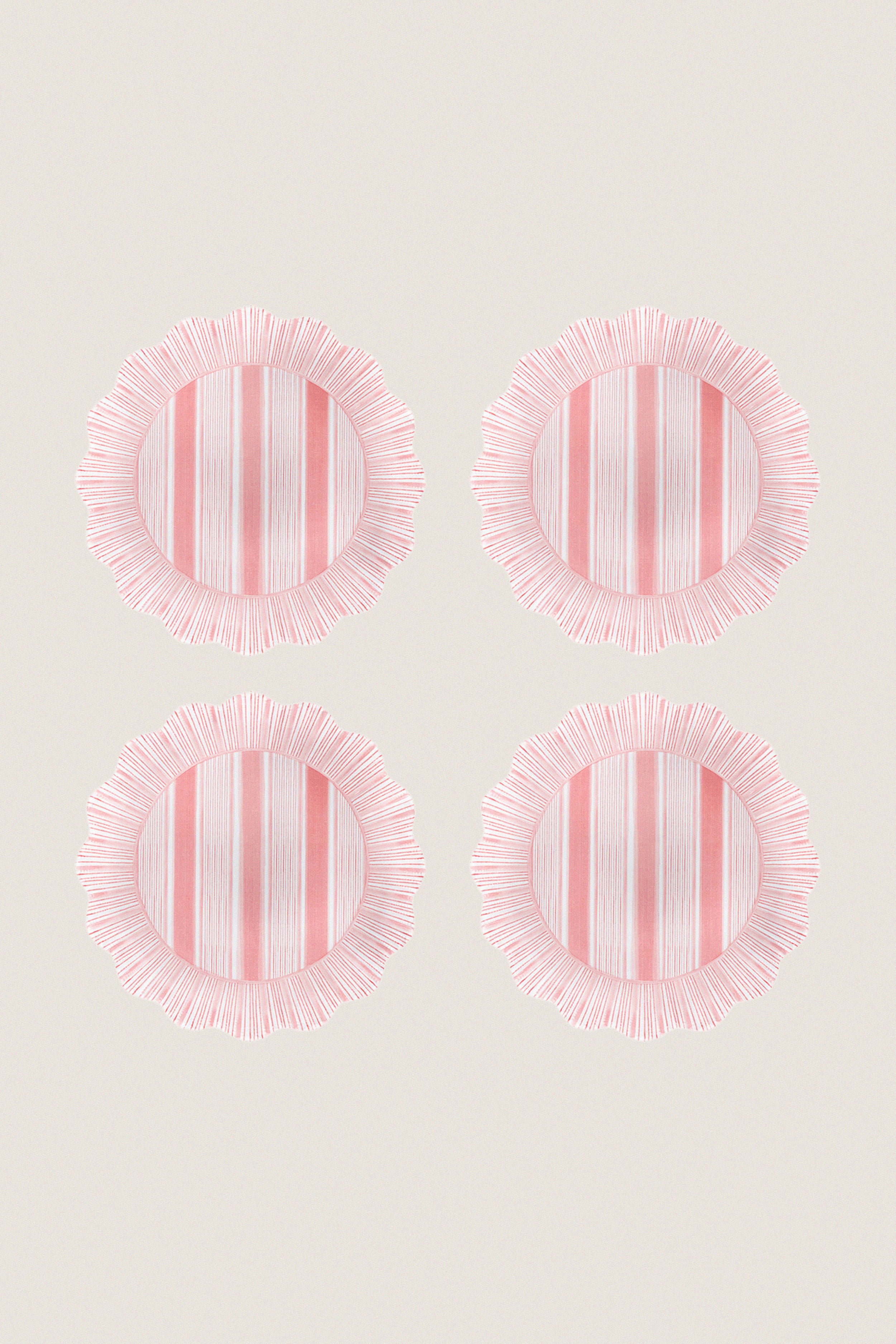 Coral Cabana Stripe Melamine Dessert Salad Plate Set of 4-Get Girly