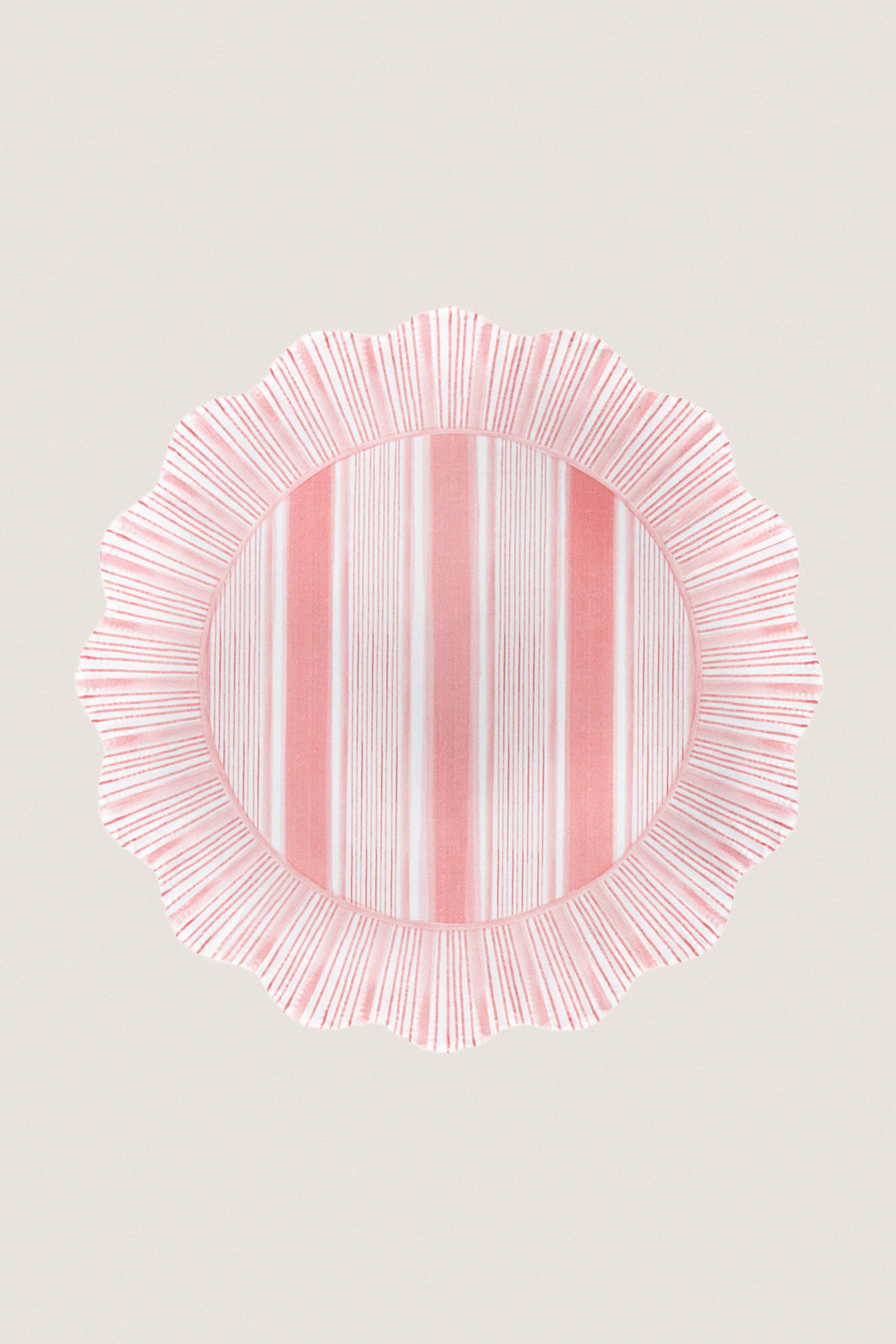 Coral Cabana Stripe Melamine Dessert Salad Plate Set of 4-Get Girly