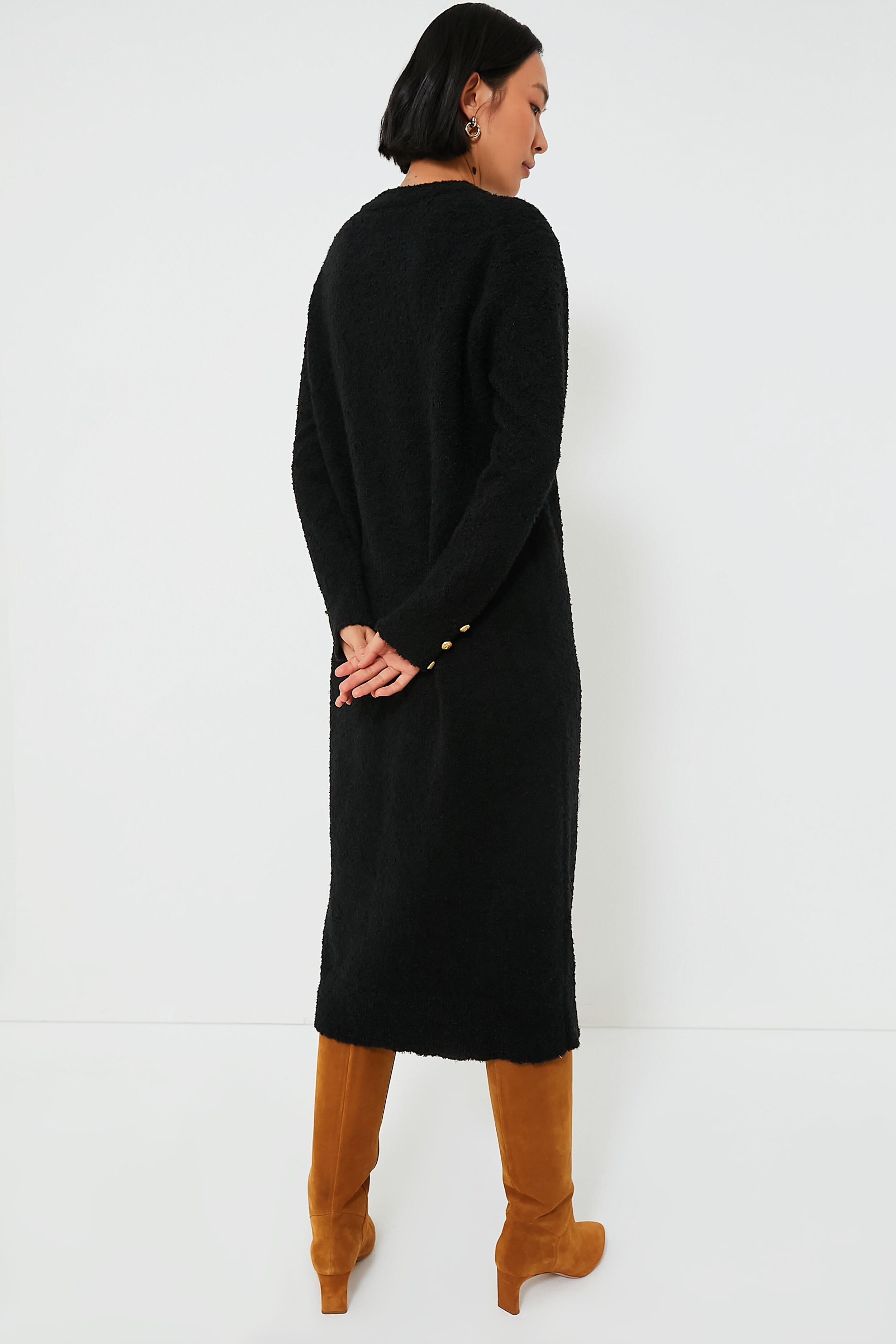 Black Boucle Knit Nelle Dress-Get Girly