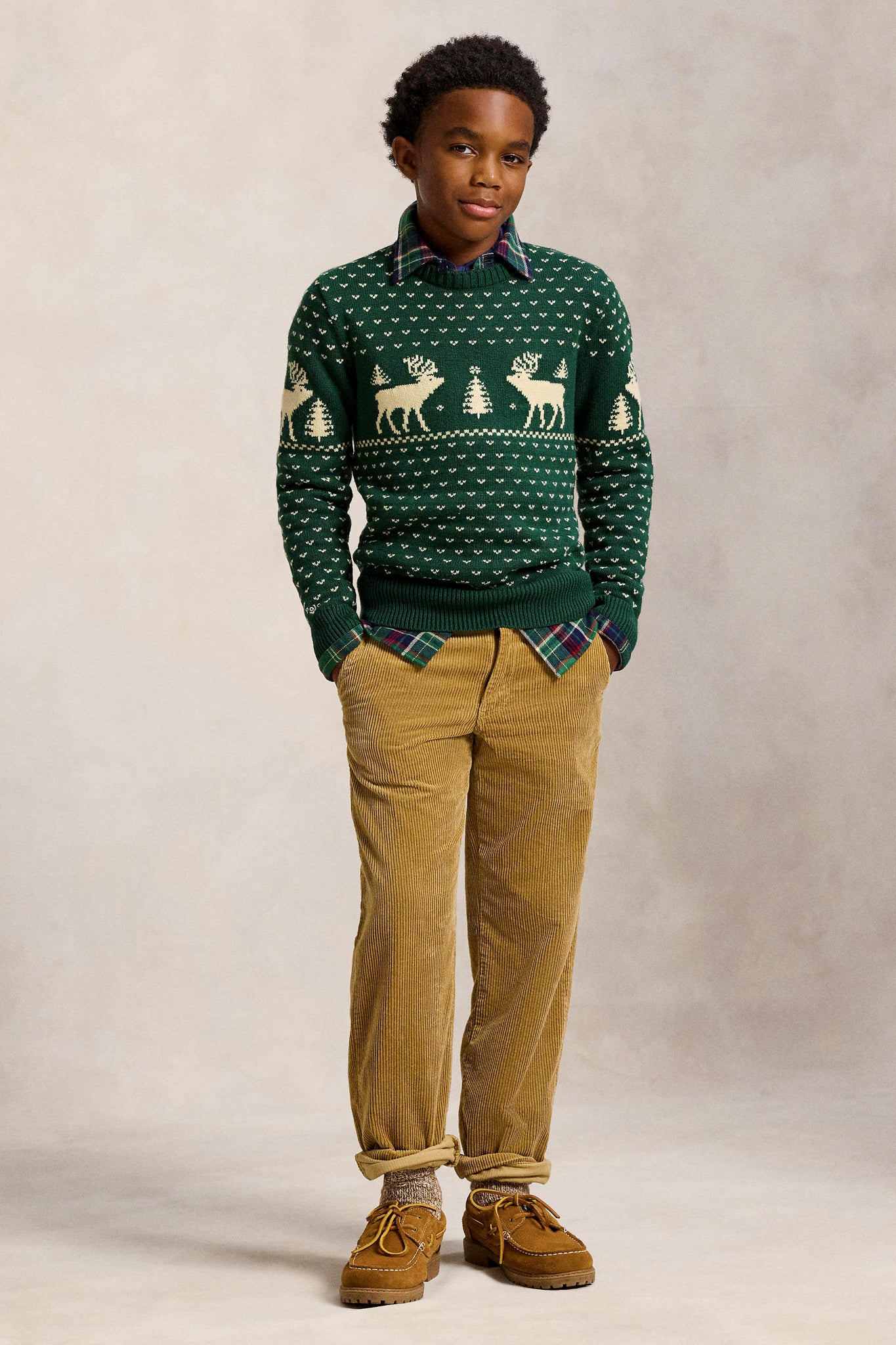 Boys Long-Sleeve Reindeer Sweater Coverall-Get Girly