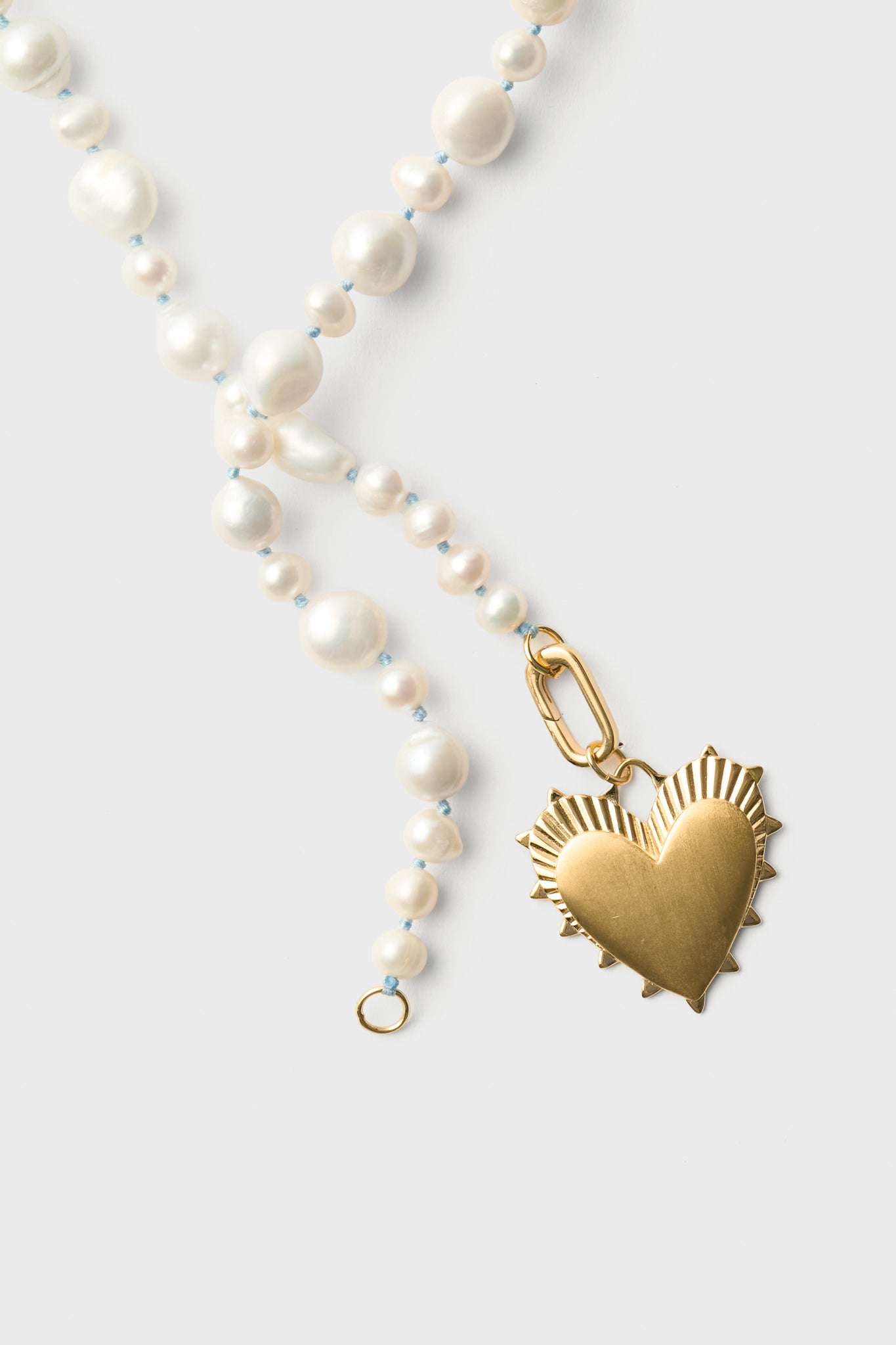 Baroque Pearl Necklace with Heart of Gold Charm-Get Girly