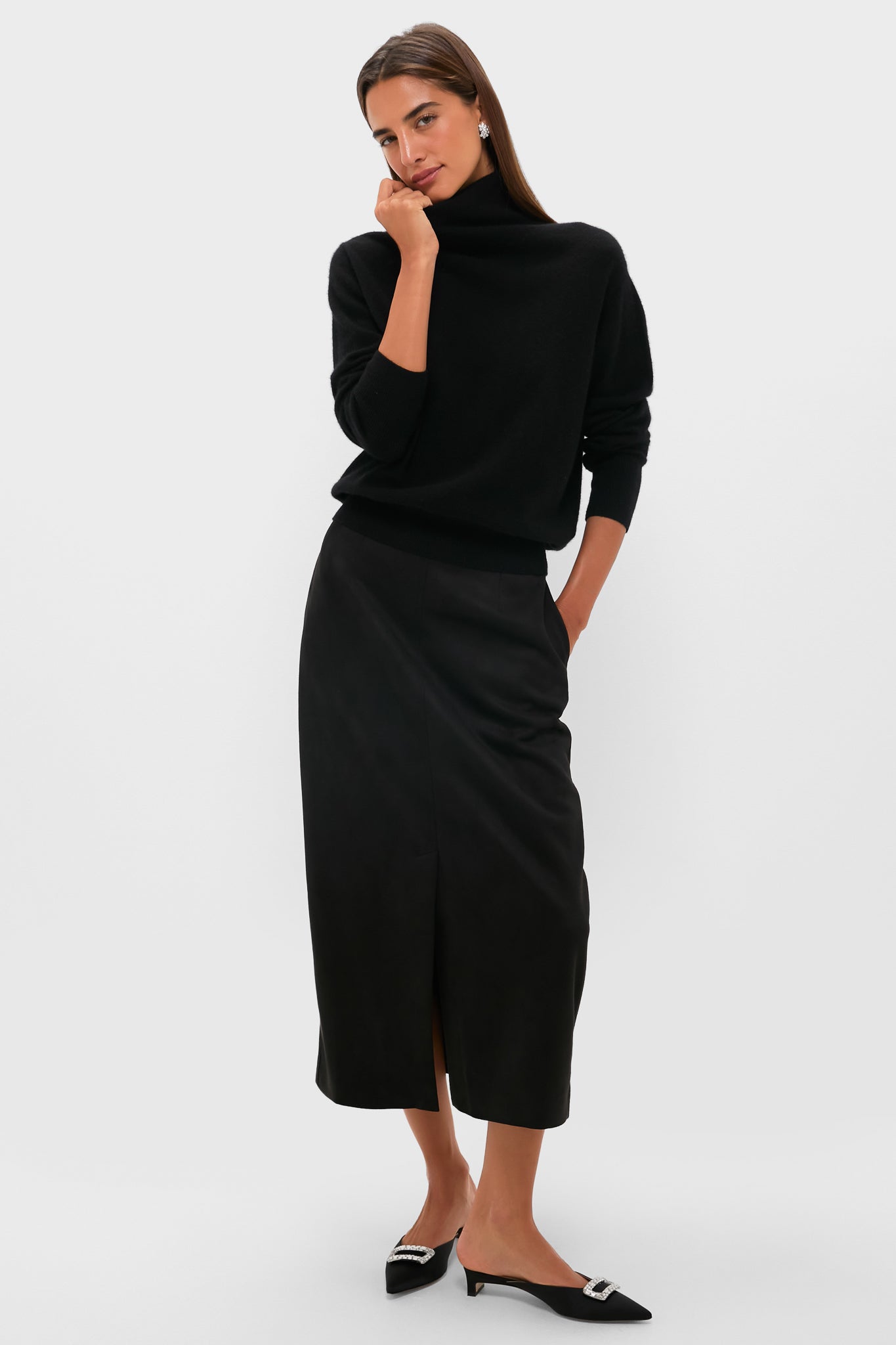 Black Cashmere Turtleneck Sweater-Get Girly