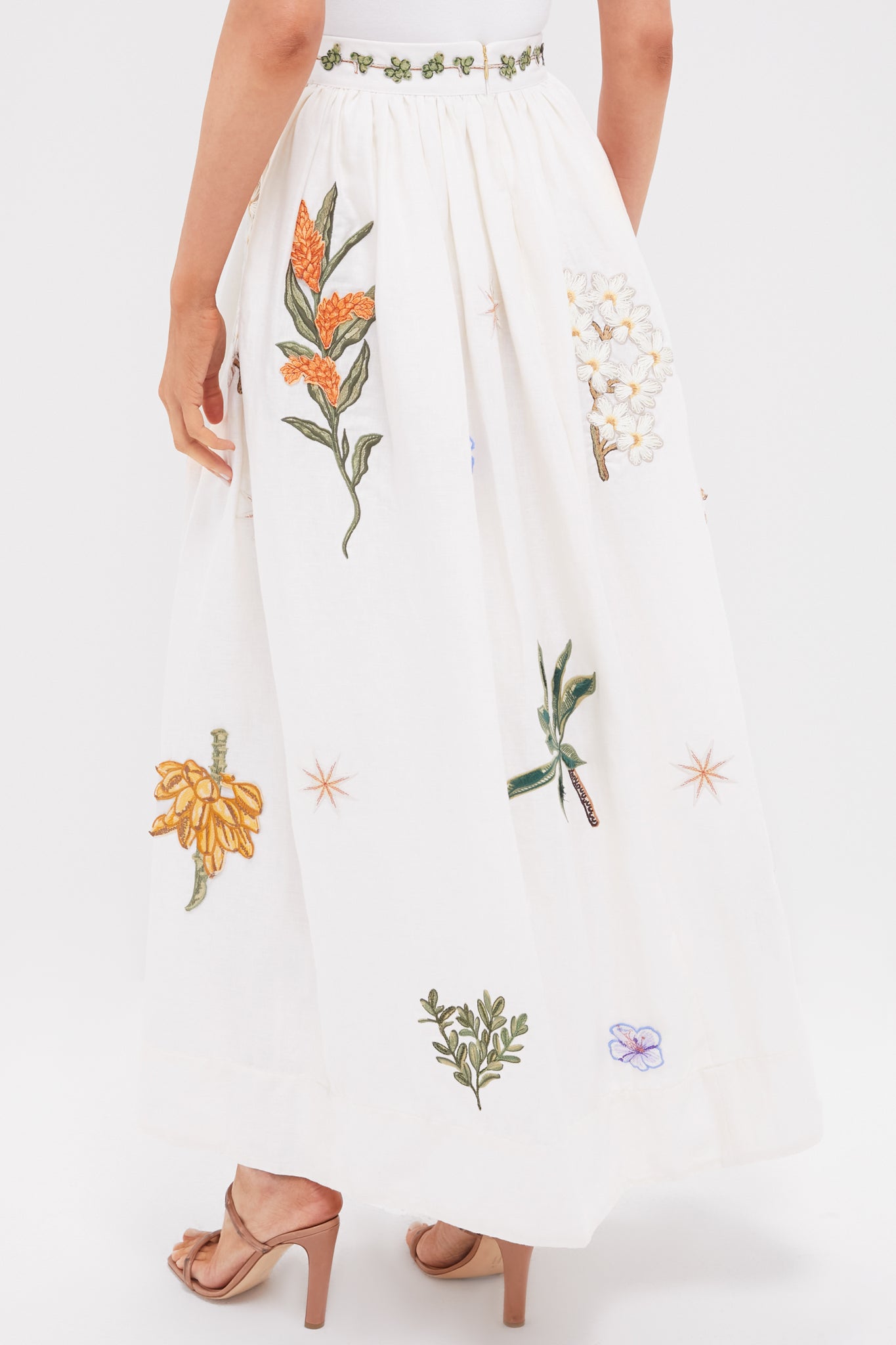 Wild Tangelo Embroidered Applique Maxi Skirt-Get Girly