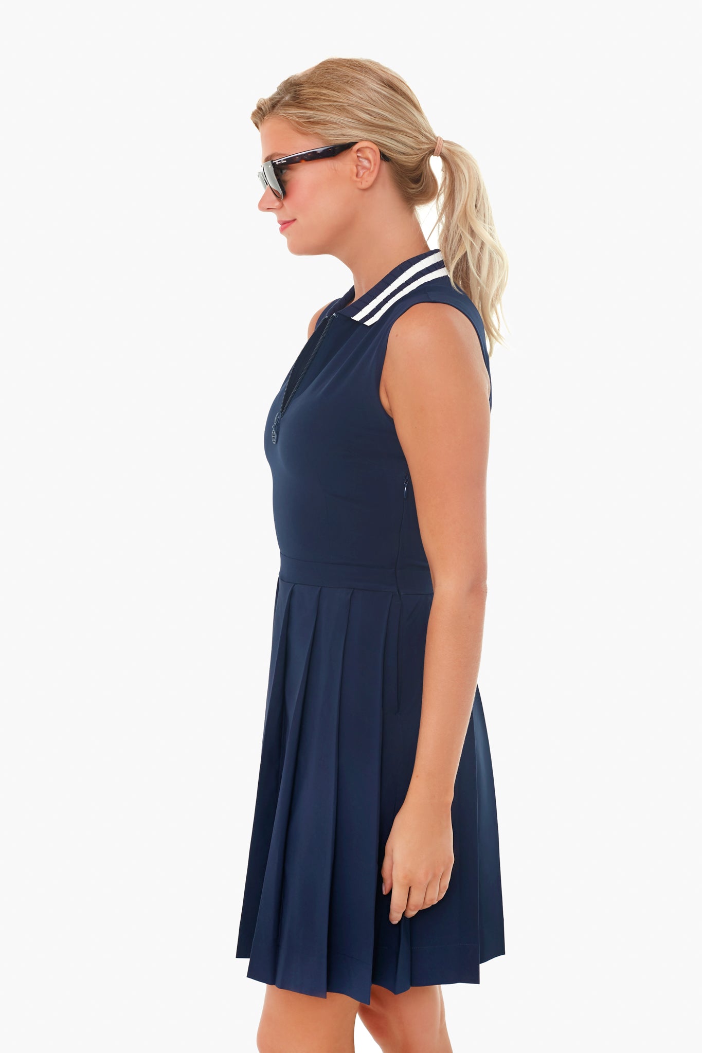 Navy Performance Pleated Golf Dress-Get Girly