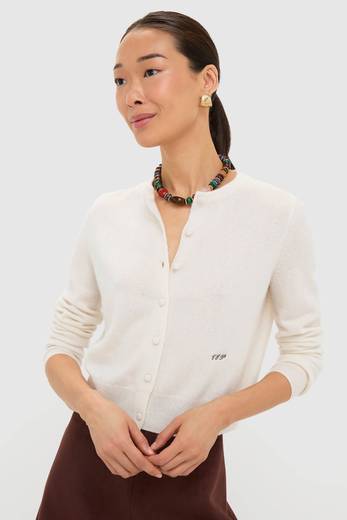 Ivory Cashmere Riley Cardigan-Get Girly