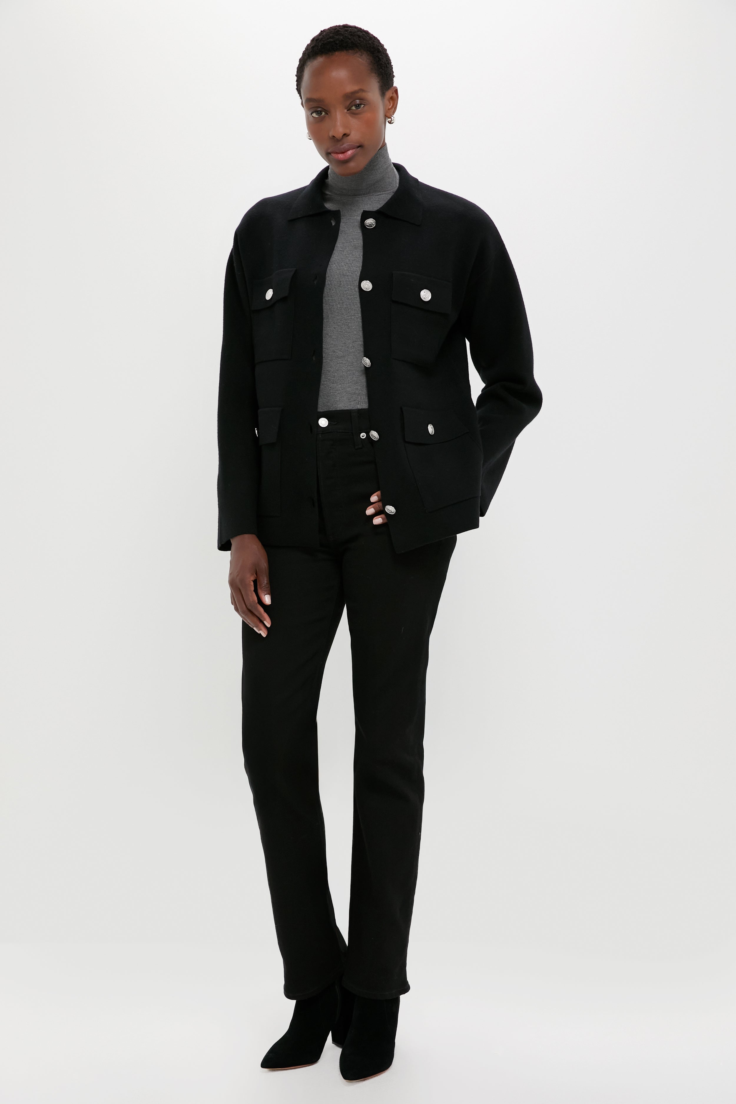 Black Cambridge Sweater Jacket-Get Girly