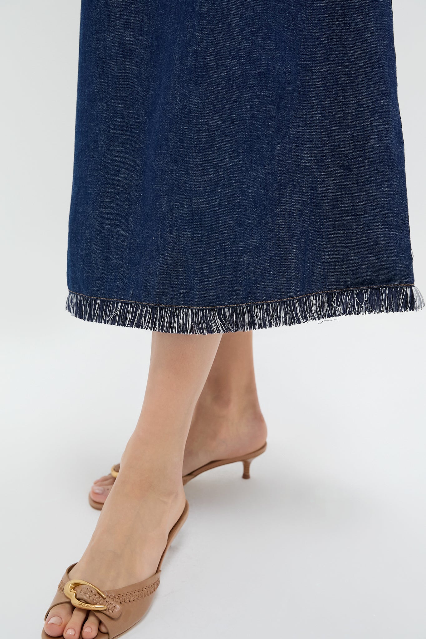 Atlantic Rhiannon Fringe Denim Midi Dress-Get Girly