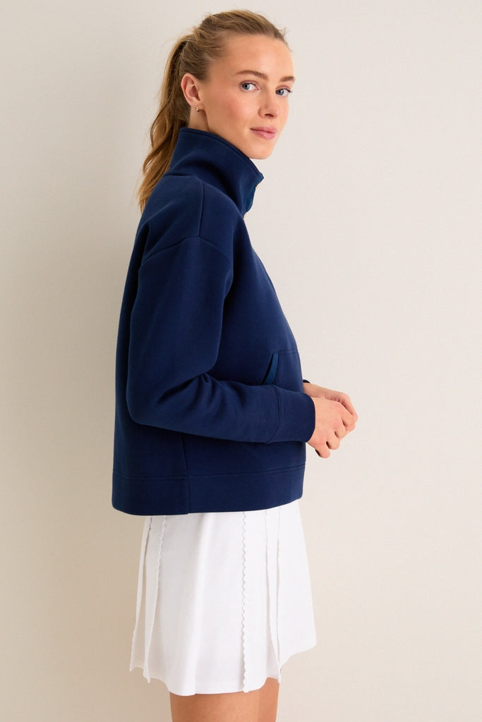 Navy Snap Neck Bailey Pullover-Get Girly