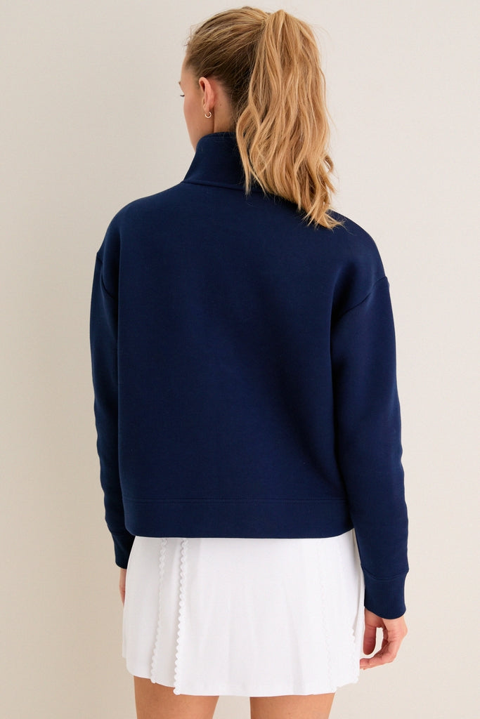 Navy Snap Neck Bailey Pullover-Get Girly